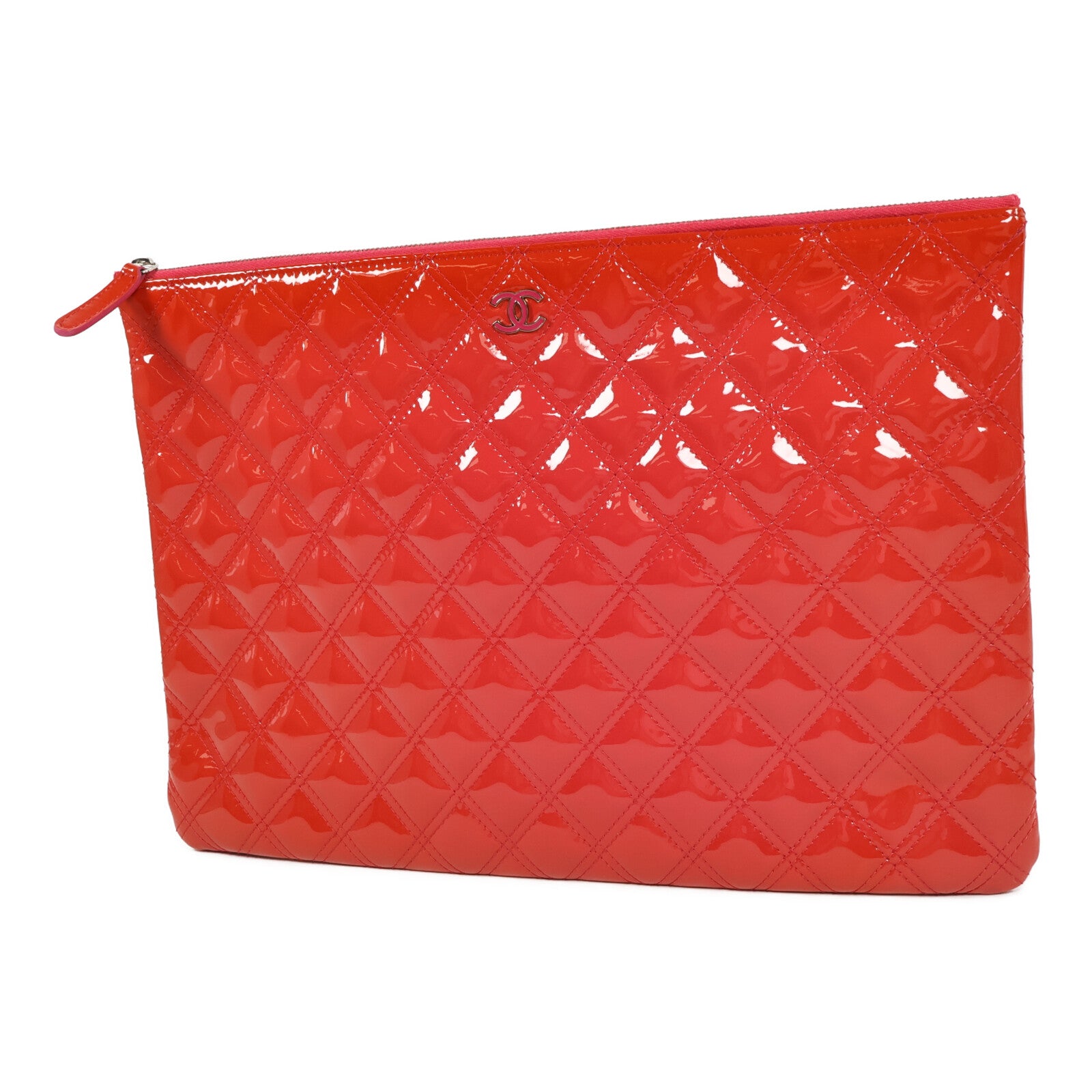 CHANEL 漆皮皮革Matelasse O-Case Clutch手拿包