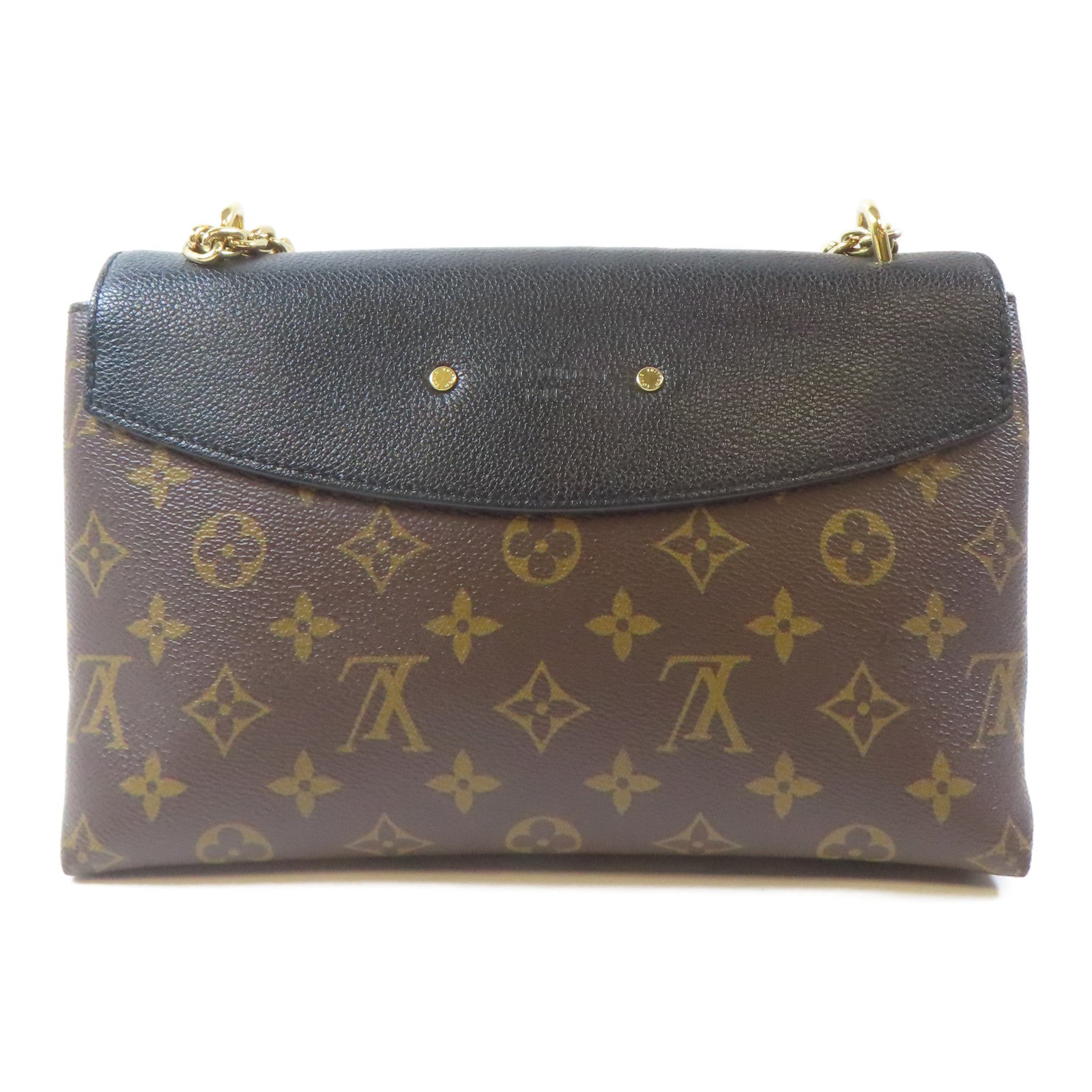 LOUIS VUITTON 【激減優惠】Monogram Saint Placide金扣鏈帶肩背袋啡色/黑色