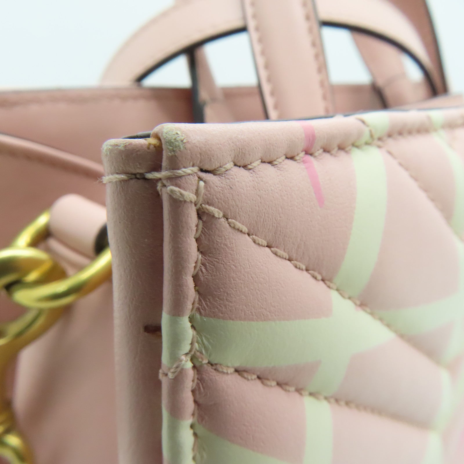 GUCCI twill cowhide leather 2way Shoulder Bag gold buckle handle shoulder bag pink