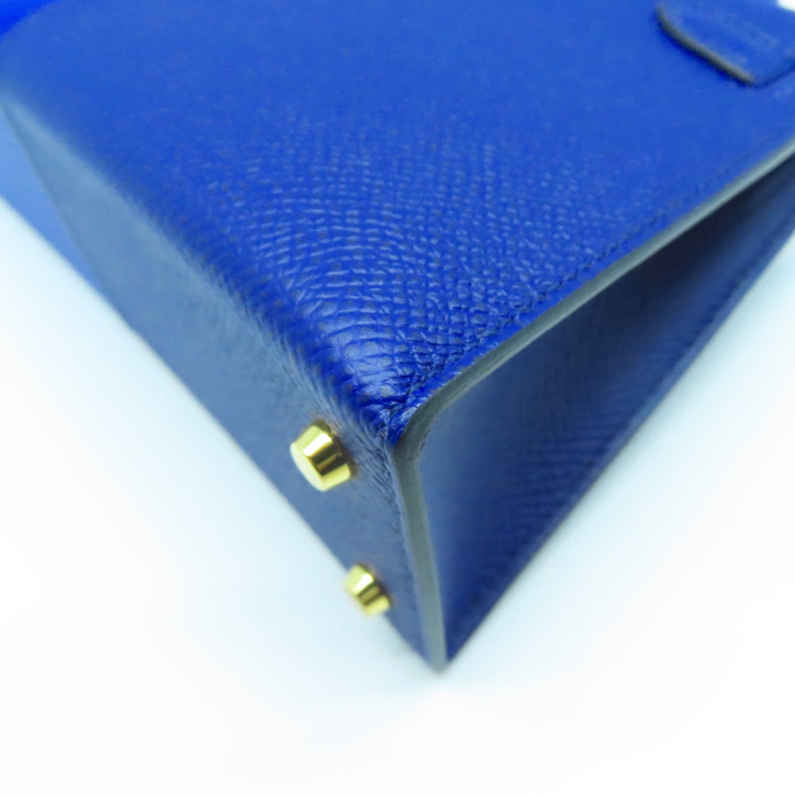 HERMES Epsom皮革Mini Kelly金扣手挽肩背兩用袋藍色
