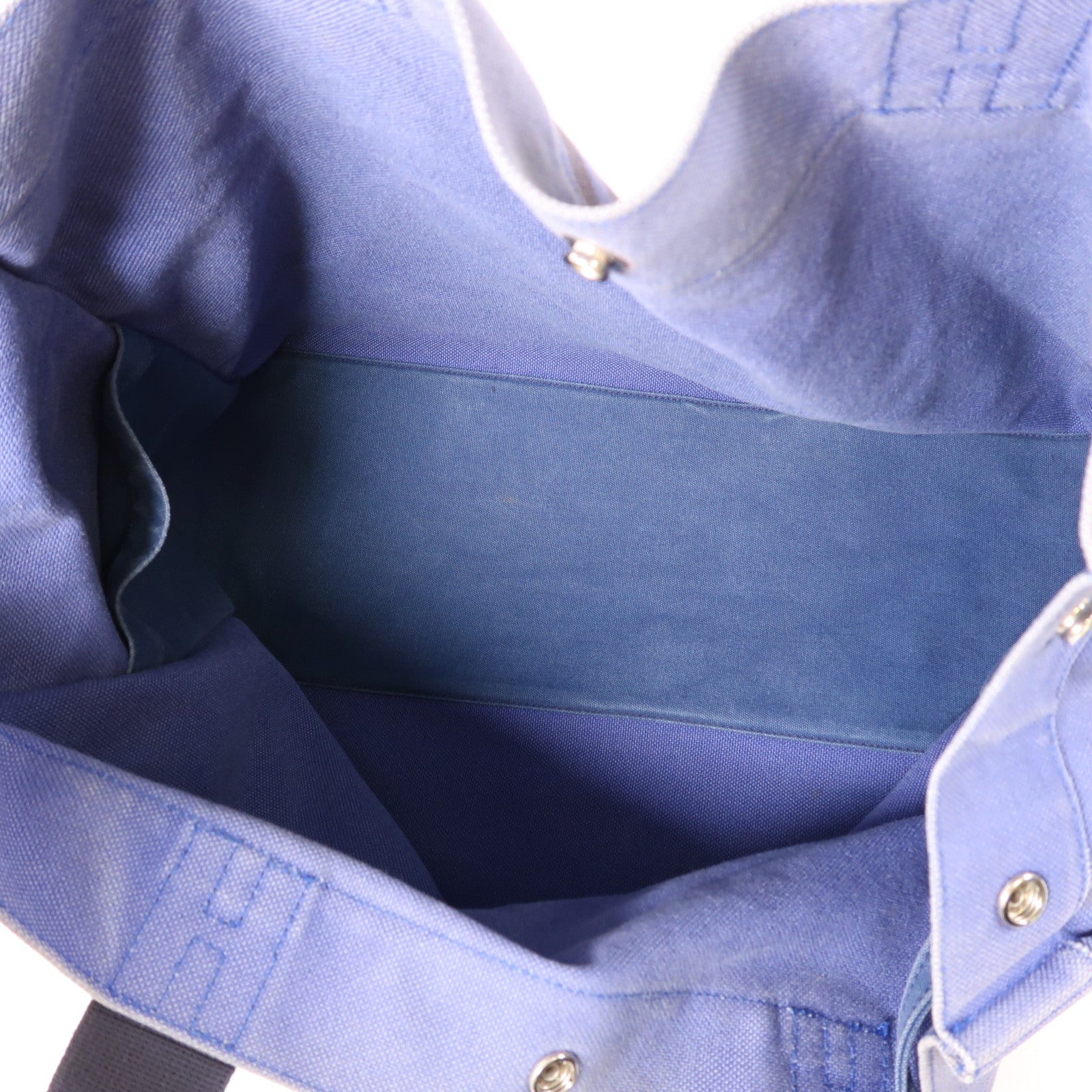 HERMES PHW Tote Bag Handbag Canvas Blue