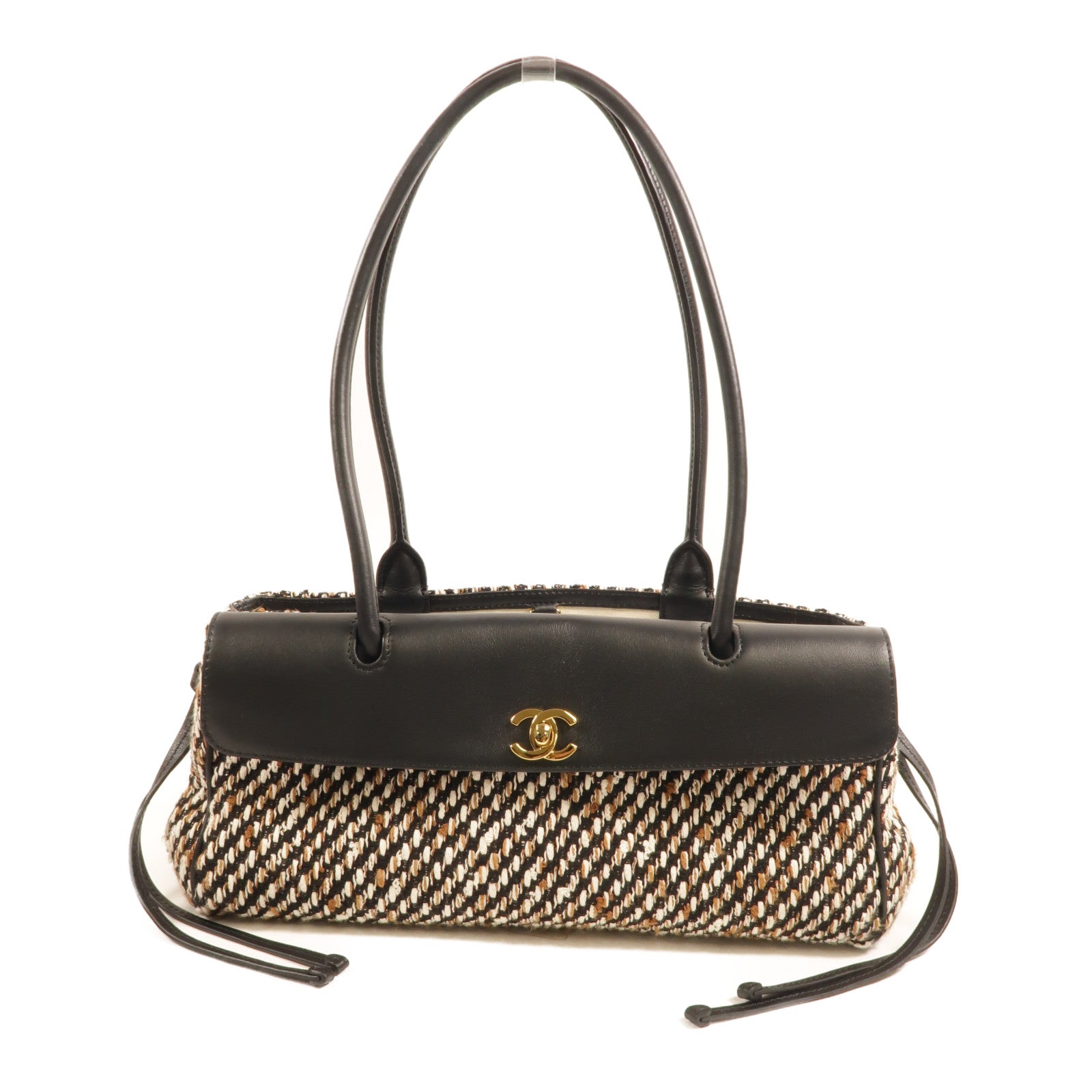 CHANEL Tweed/牛皮皮革Small Shopping Bag肩背袋