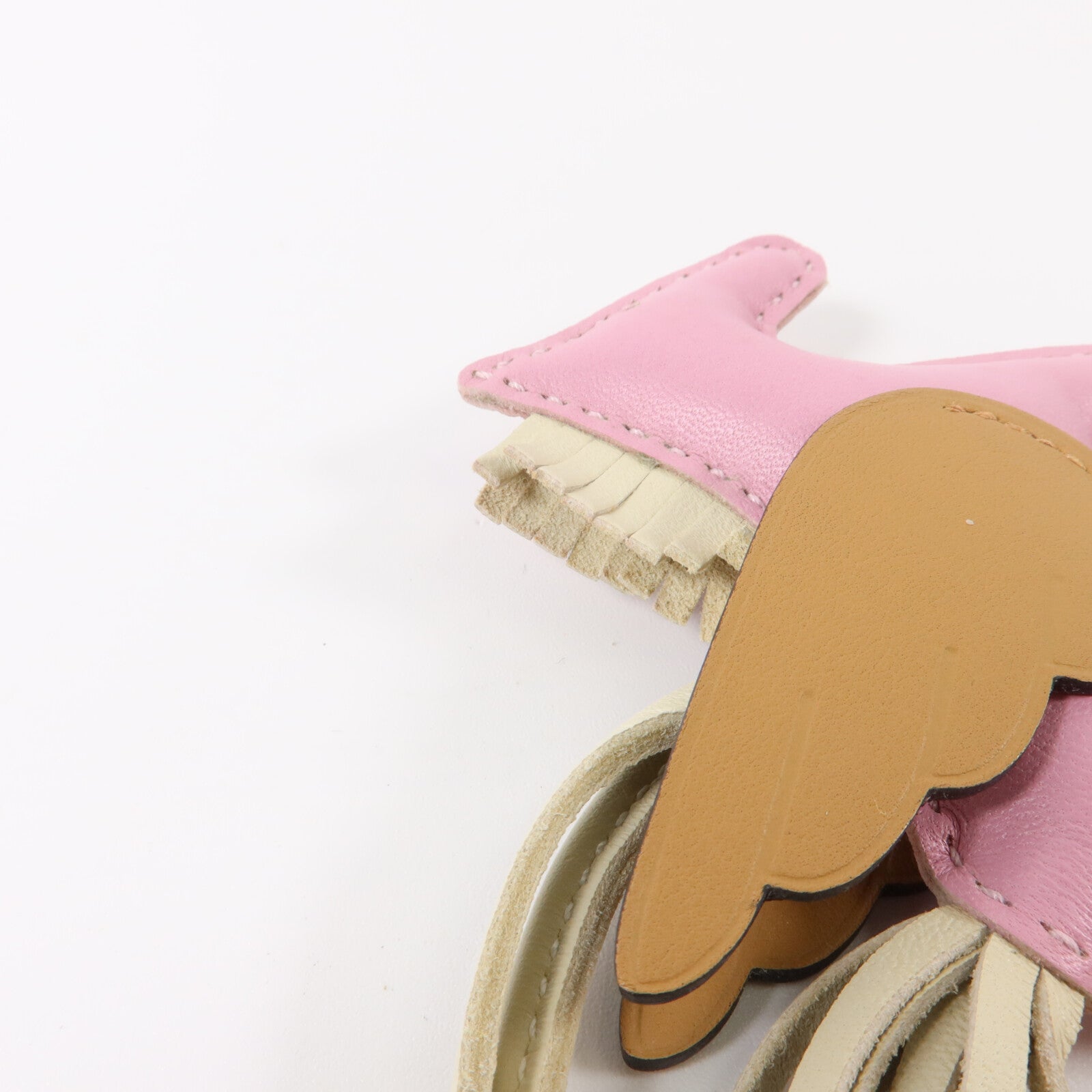 HERMES Milo皮革/Swift皮革Rodeo Pegase PM掛飾Mauve Sylvestre/Craie/Chai