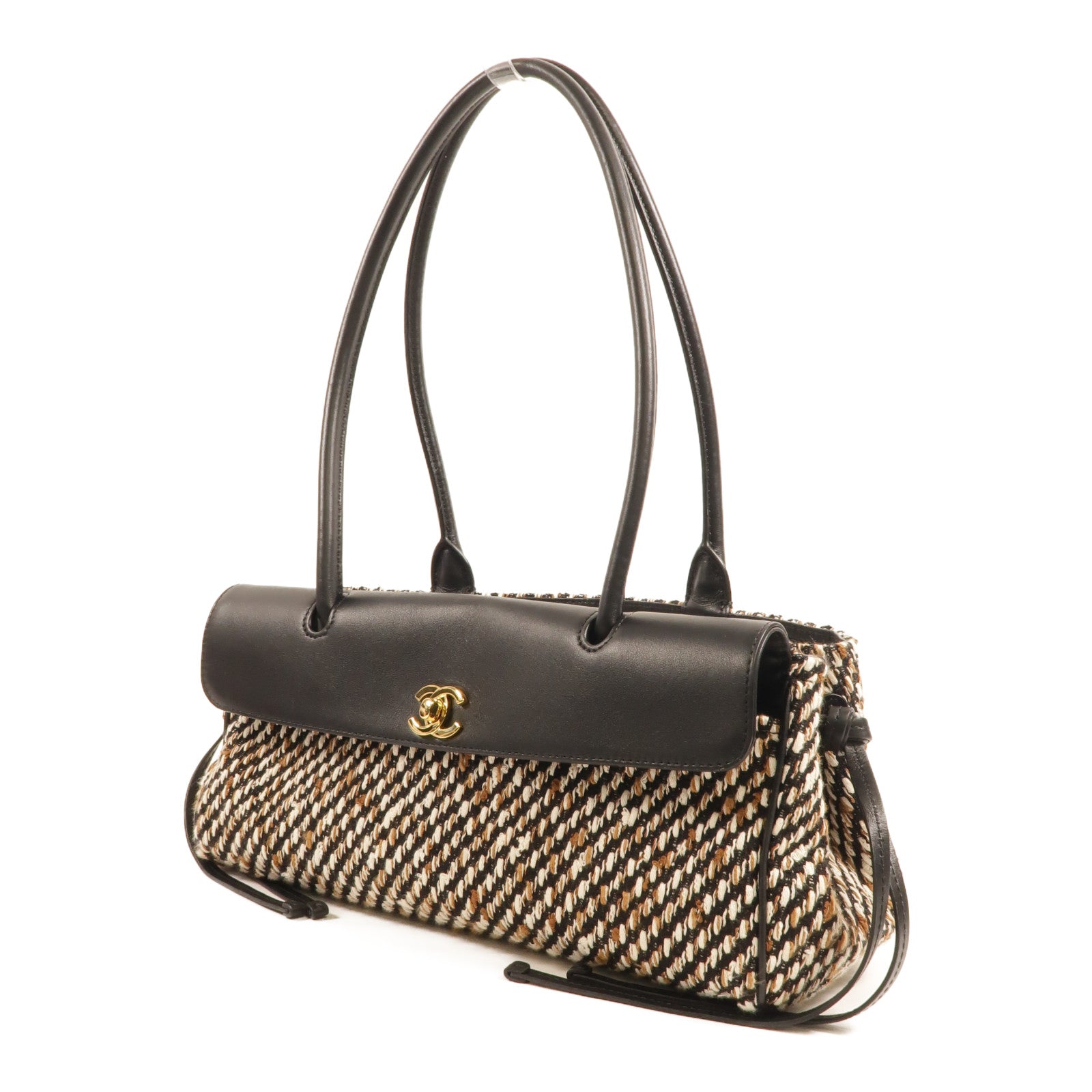 CHANEL Tweed/牛皮皮革Small Shopping Bag肩背袋