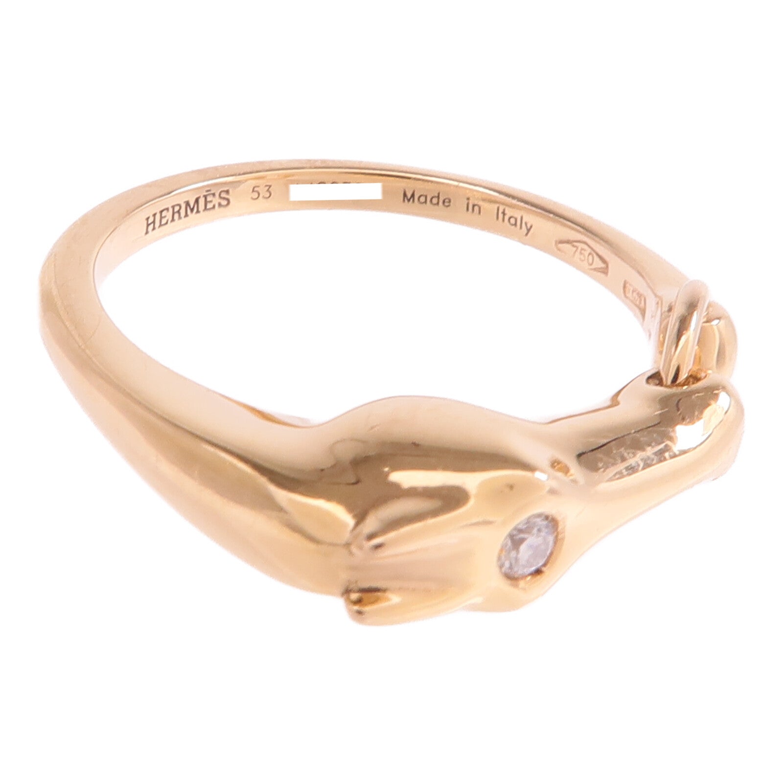 HERMES 18K玫瑰金Galop Ring鑽石戒指