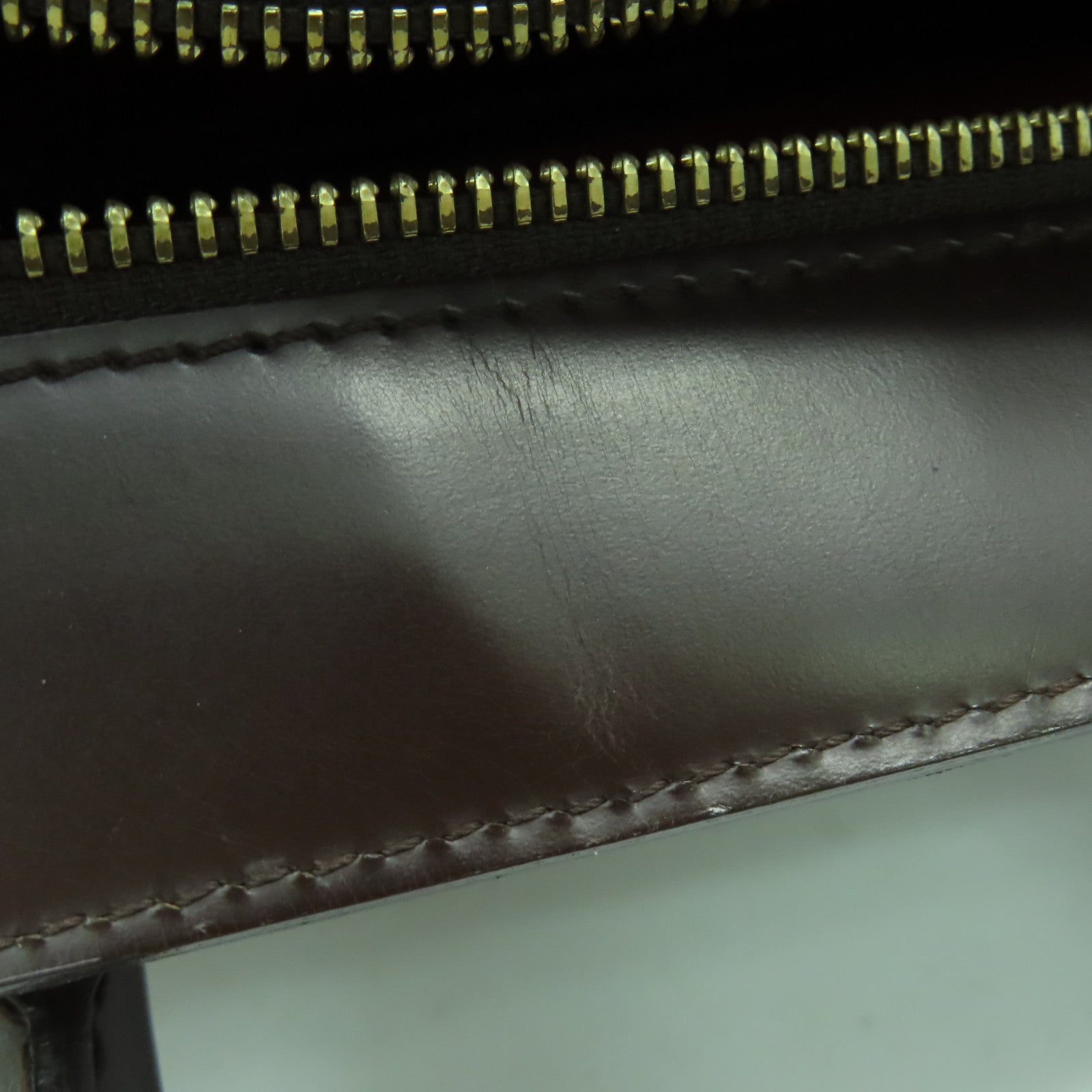 LOUIS VUITTON Damier Sac Plat PM金扣手挽袋啡色