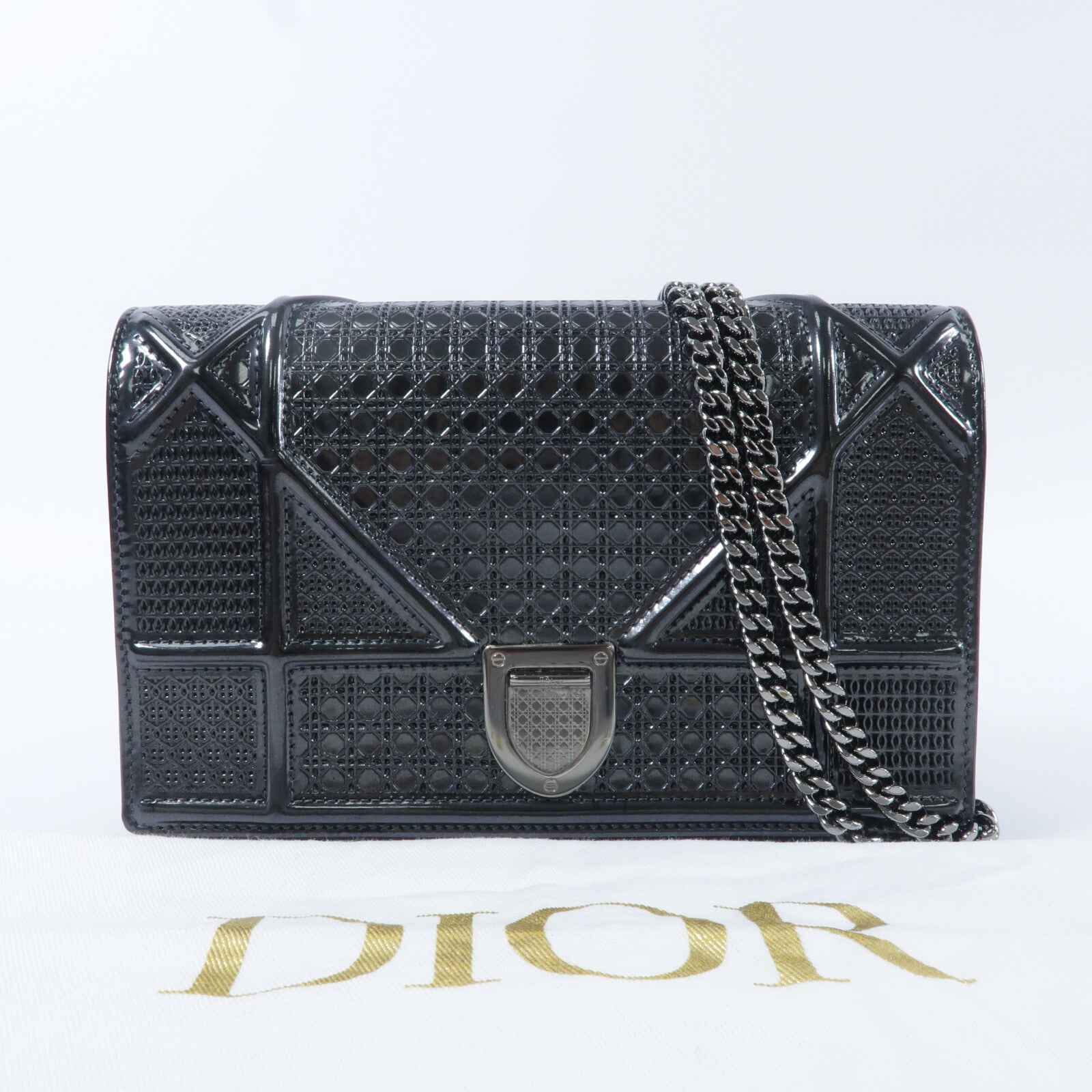Dior 漆皮皮革Diorama Wallet On Chain鏈帶肩背袋