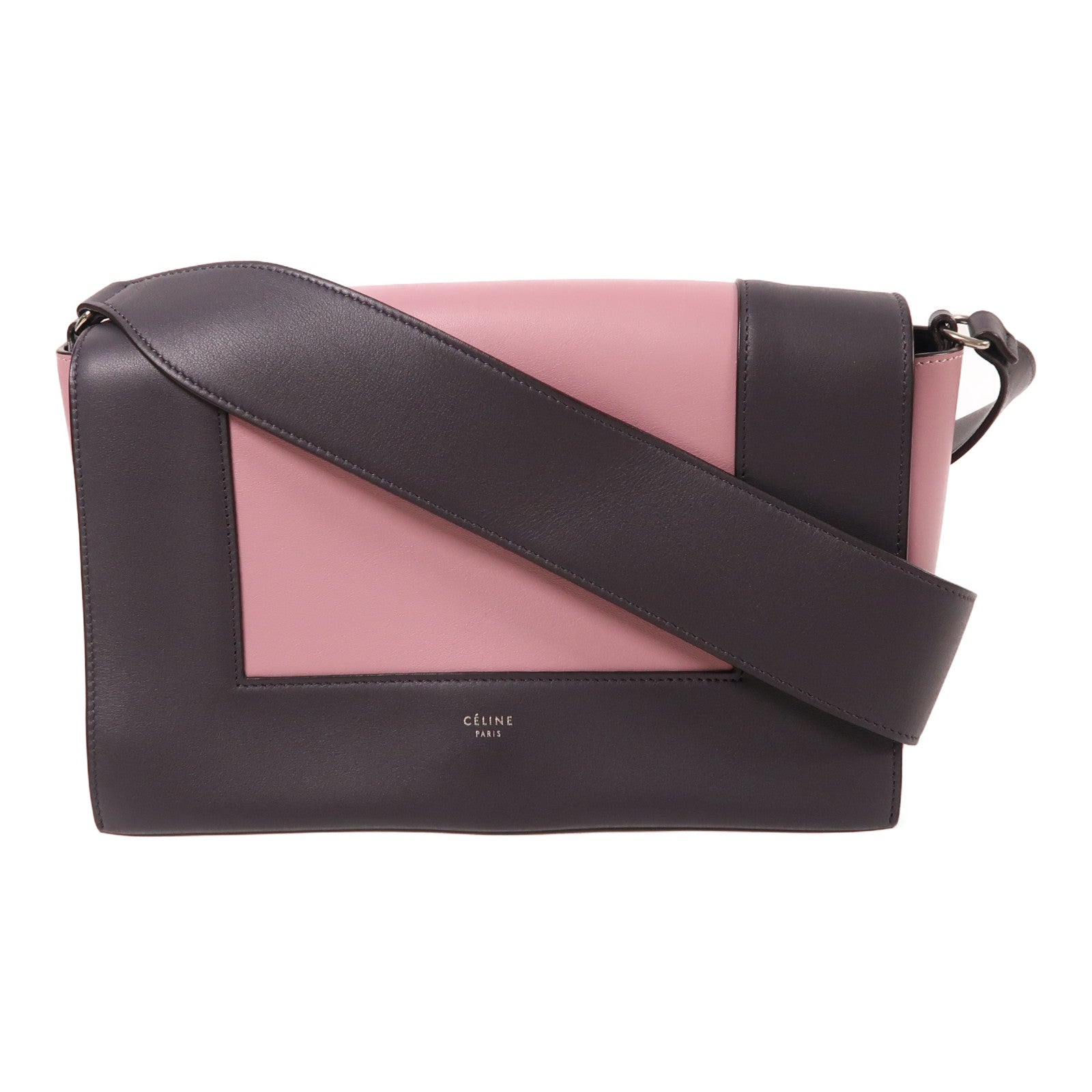 CELINE【激減優惠】 牛皮皮革Frame銀扣肩背袋