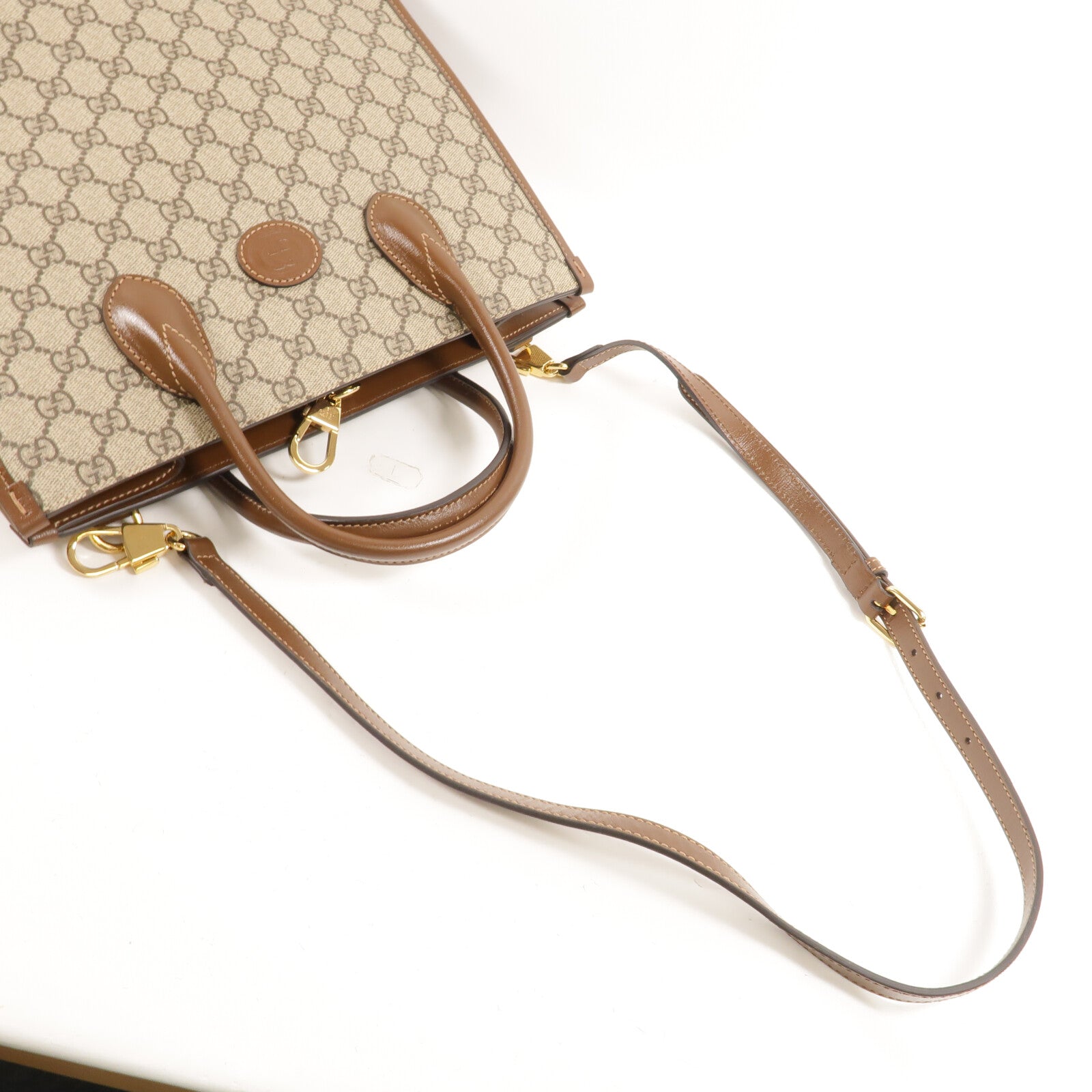 GUCCI 塗層帆布Interlocking G手挽肩背兩用袋