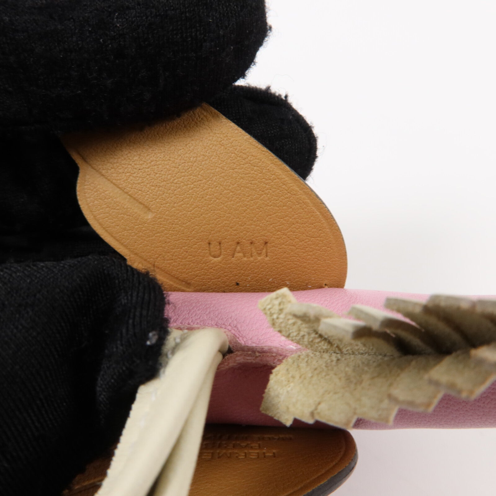 HERMES Milo皮革/Swift皮革Rodeo Pegase PM掛飾Mauve Sylvestre/Craie/Chai