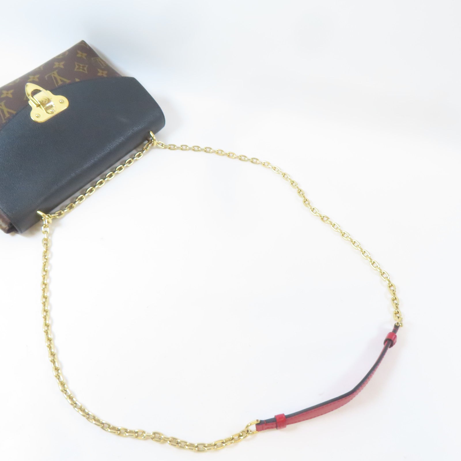 LOUIS VUITTON 【激減優惠】Monogram Saint Placide金扣鏈帶肩背袋啡色/黑色