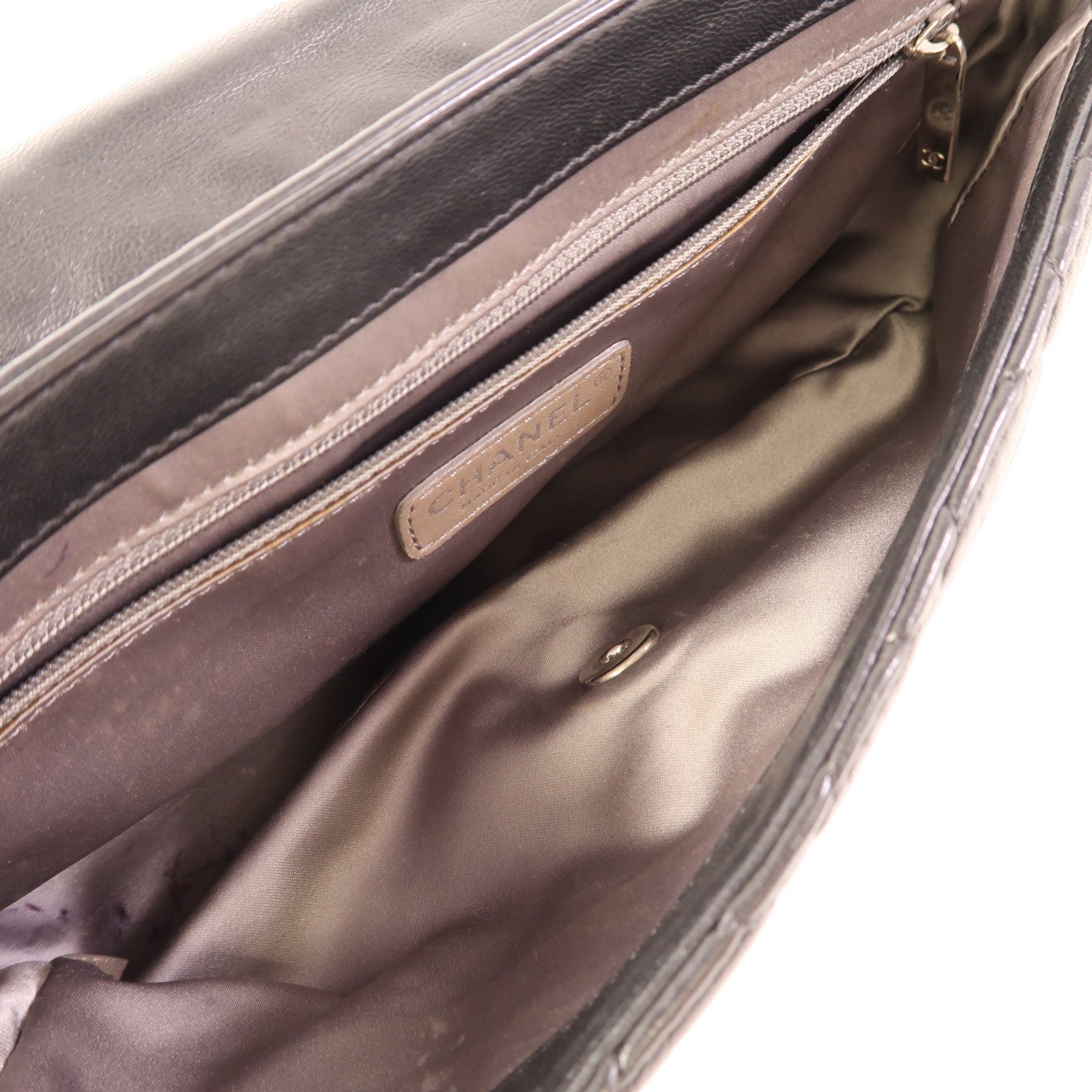 CHANEL 羊皮皮革Chain Shoulder銀扣鏈帶肩背袋