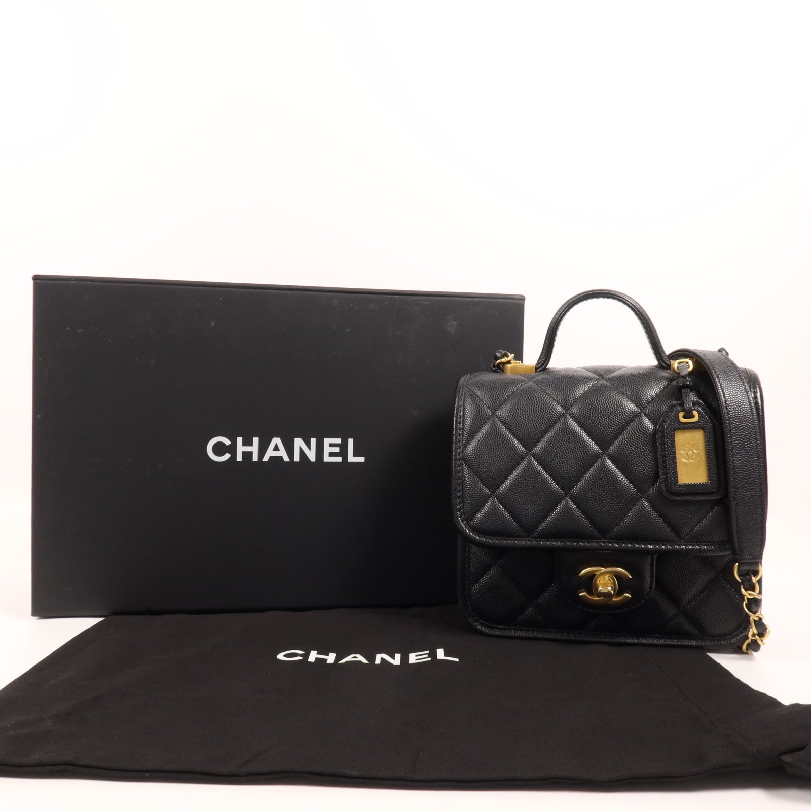 CHANEL 【激減優惠】牛皮皮革Shoulder Bag金扣手挽肩背兩用袋