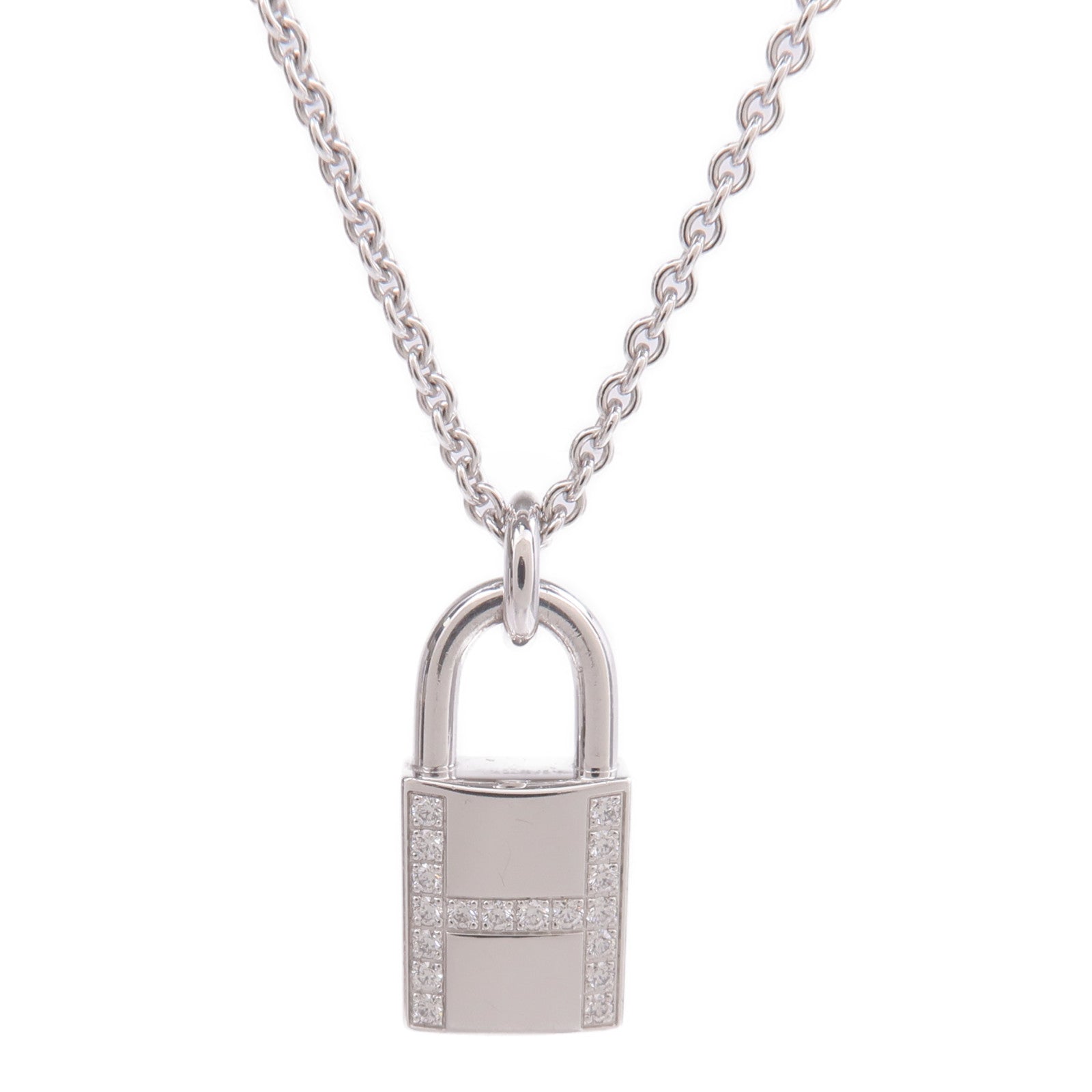 HERMES 18K白金Kelly Cadenas Pendant鑽石項鍊