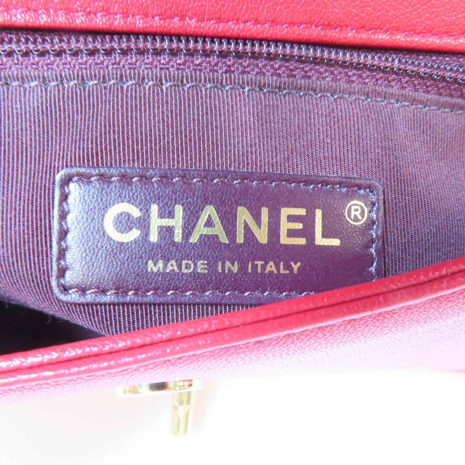 CHANEL 【激減優惠】菱格牛皮皮革Chain Shoulder金扣肩背袋紅色