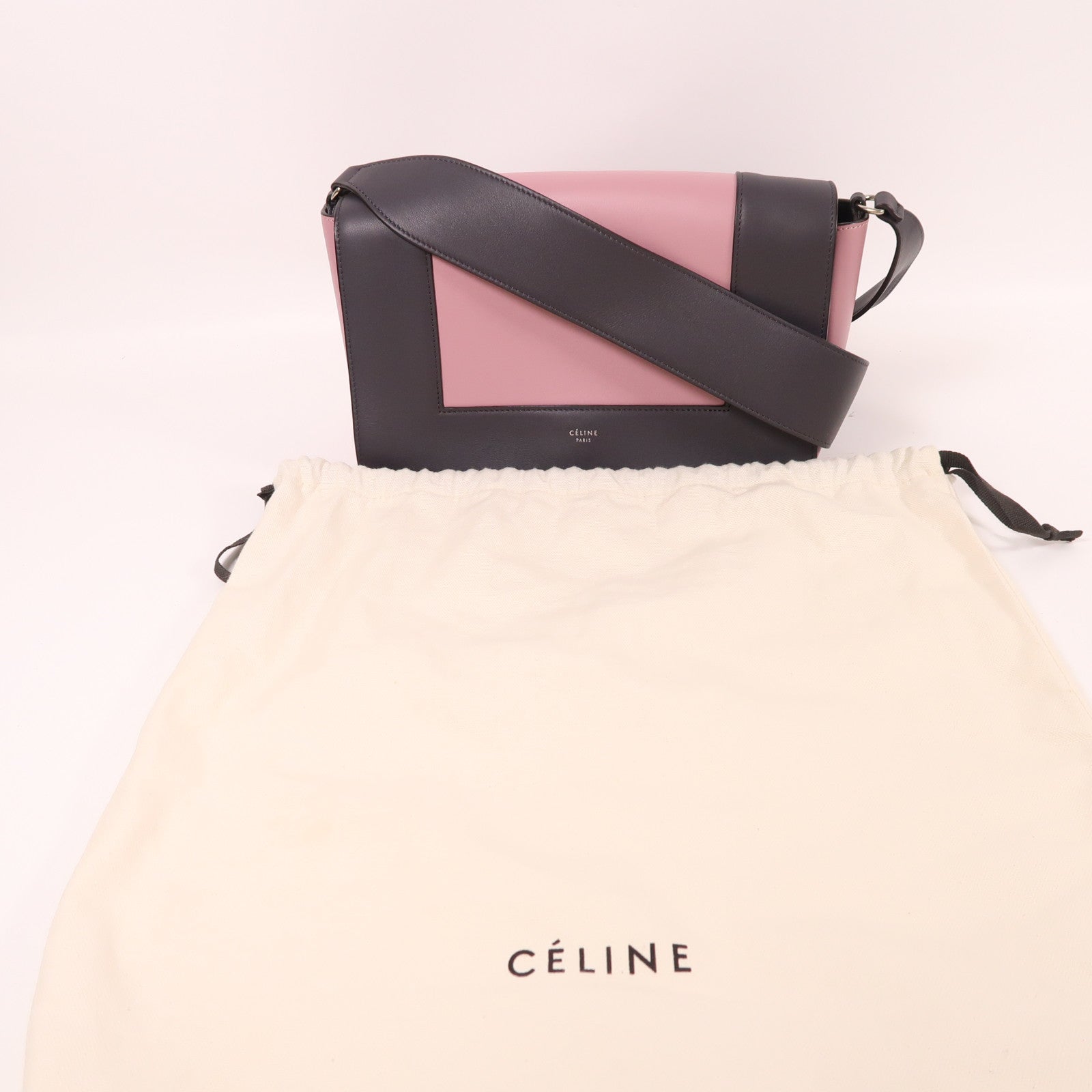 CELINE【激減優惠】 牛皮皮革Frame銀扣肩背袋