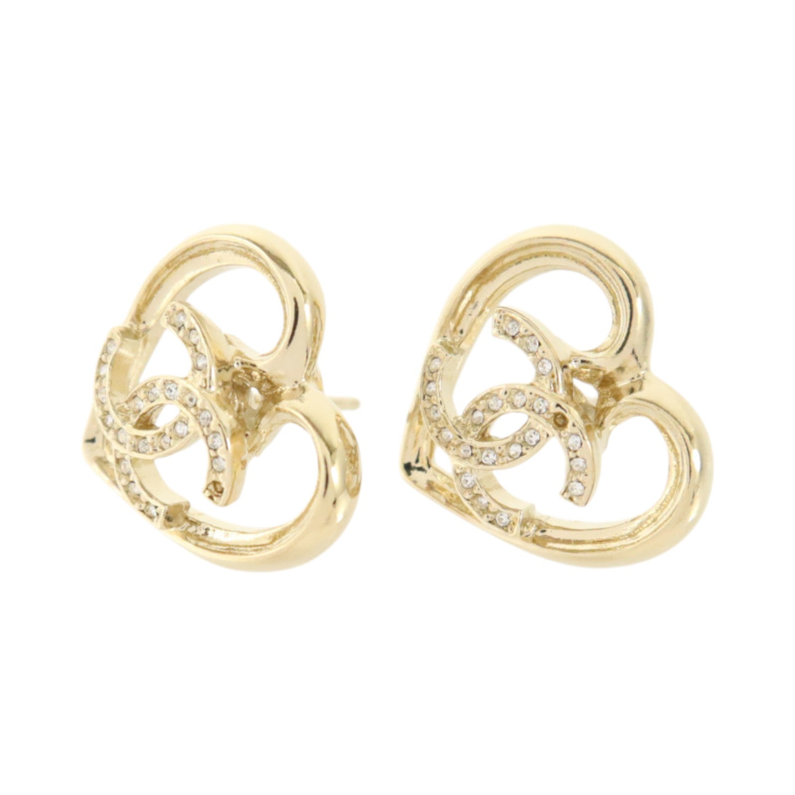 CHANEL 金屬CC Logo Heart Stud Earrings耳環