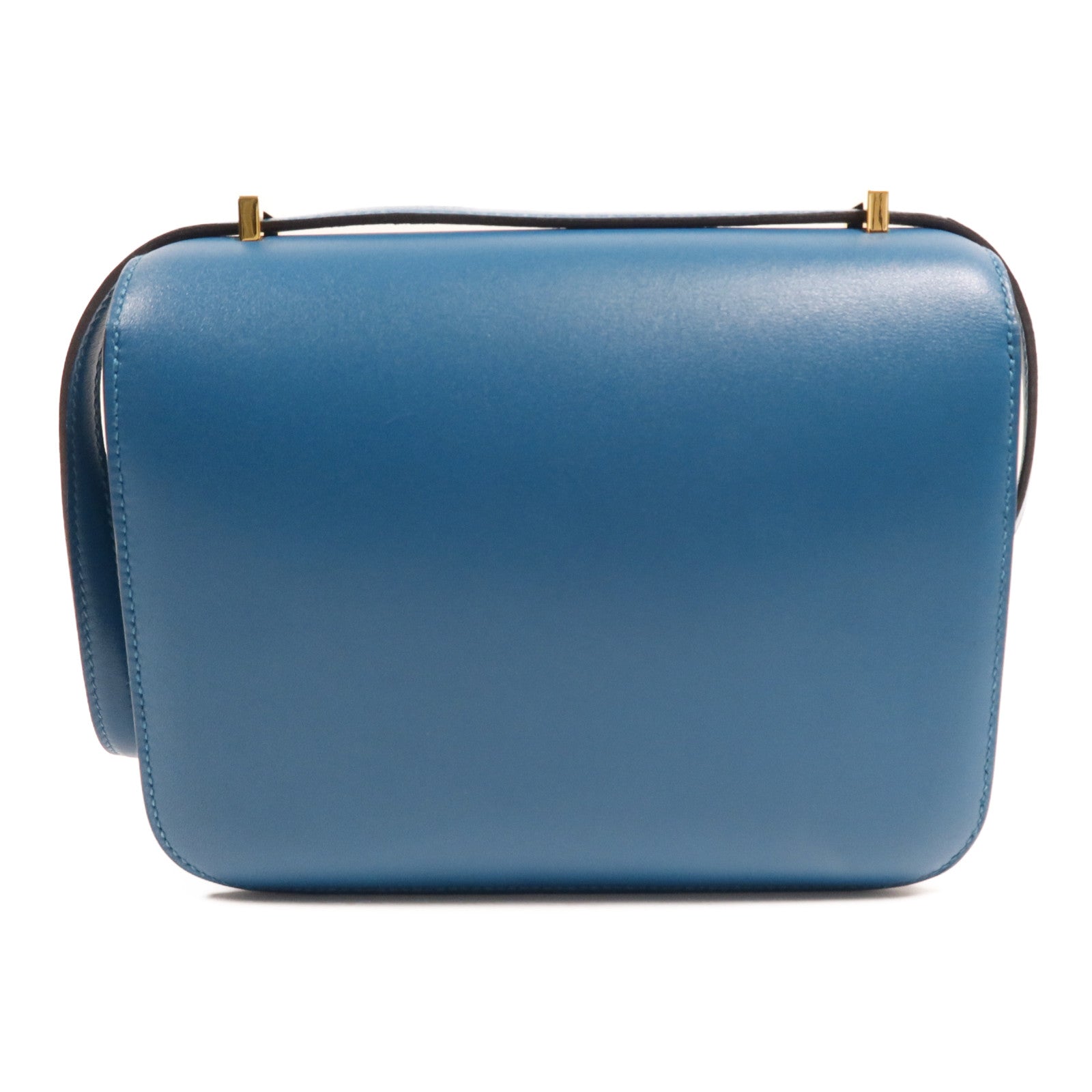 HERMES 【激減優惠】Tadelakt皮革Constance Mini金扣肩背袋Bleu Izmir