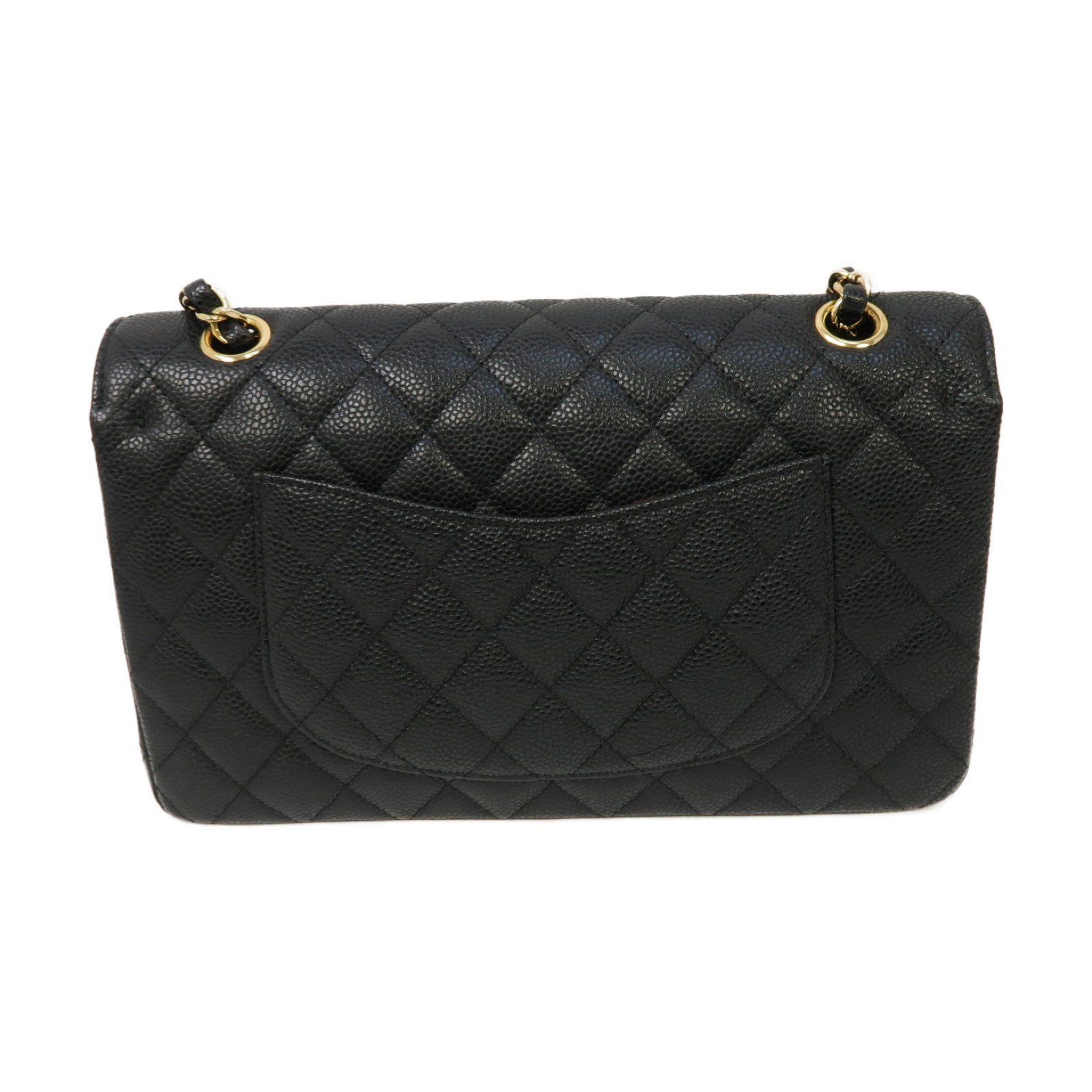 CHANEL 菱格Caviar皮革Classic 25 Chain Shoulder Bag金扣肩背袋黑色