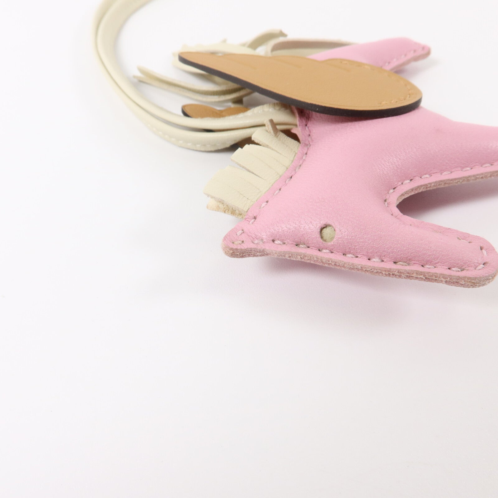 HERMES Milo皮革/Swift皮革Rodeo Pegase PM掛飾Mauve Sylvestre/Craie/Chai