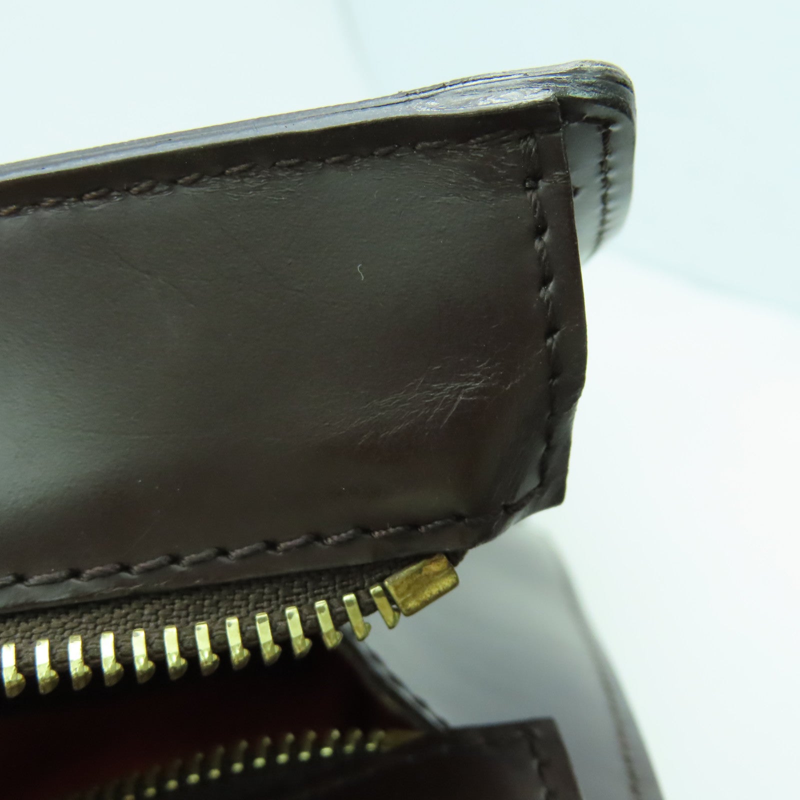 LOUIS VUITTON Damier Sac Plat PM金扣手挽袋啡色