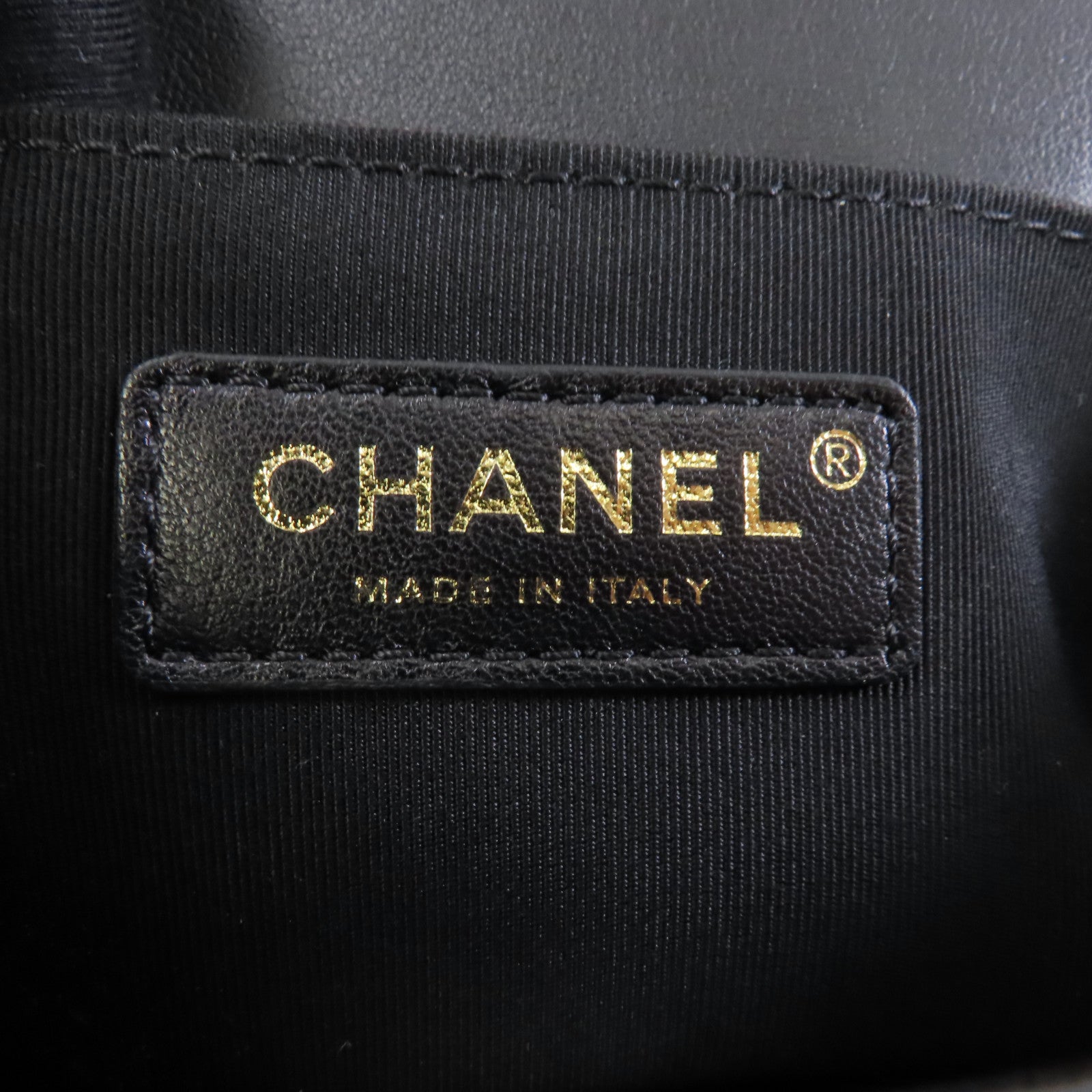 CHANEL 菱格皮革Boy 20cm金扣鏈帶肩背袋黑色