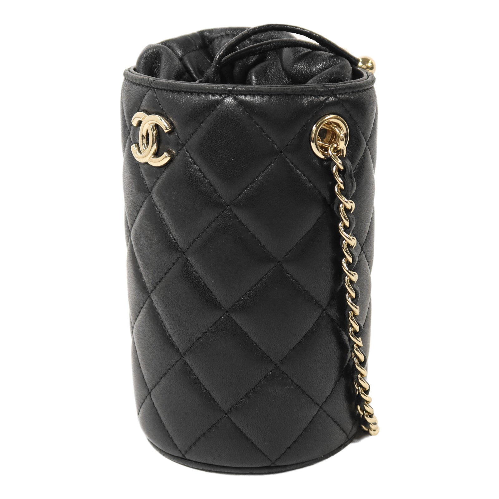 CHANEL 【激減優惠】羊皮皮革Bucket Bag金扣鏈帶肩背袋