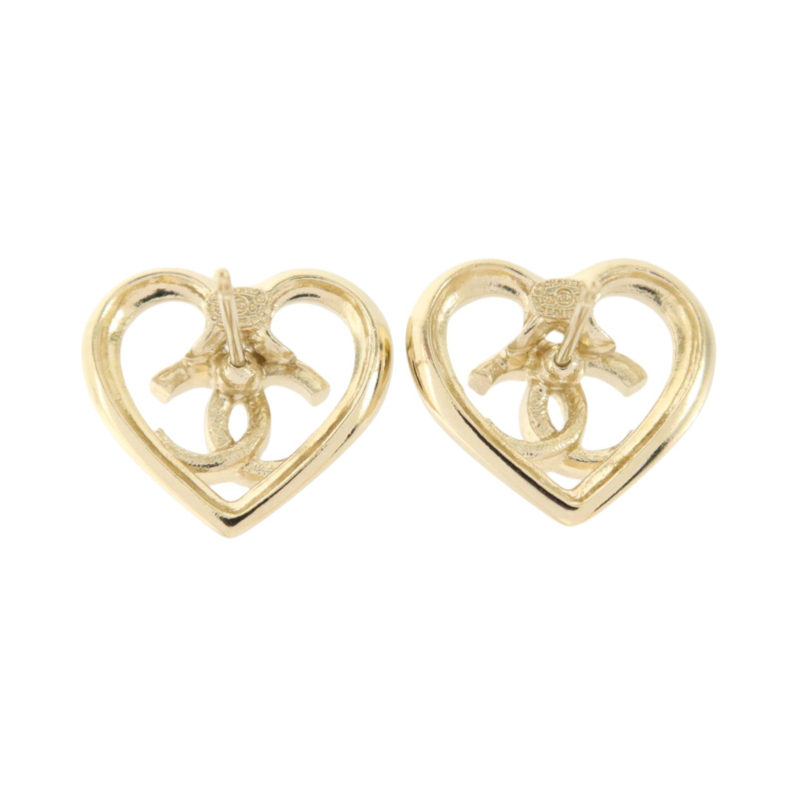 CHANEL 金屬CC Logo Heart Stud Earrings耳環
