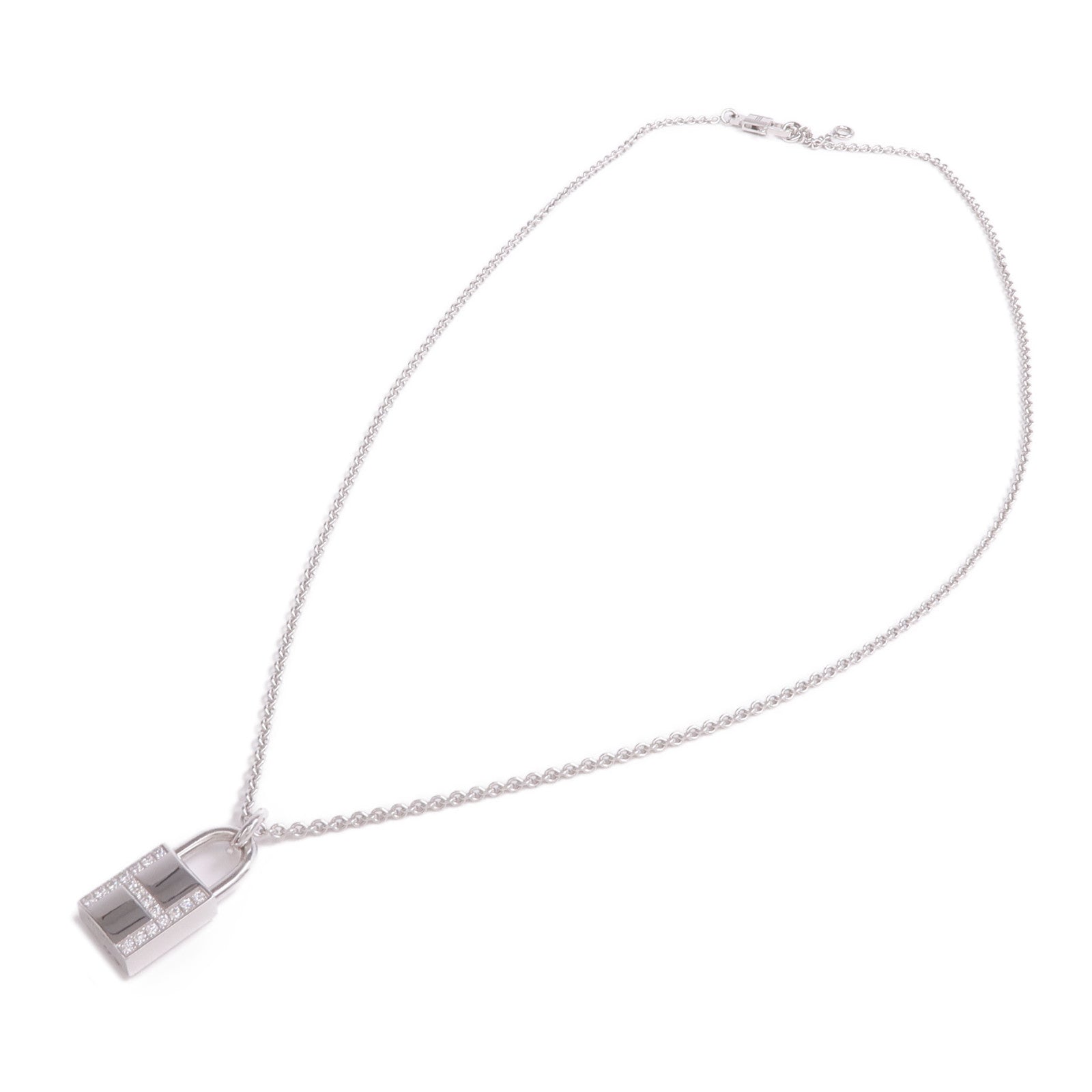 HERMES 18K白金Kelly Cadenas Pendant鑽石項鍊