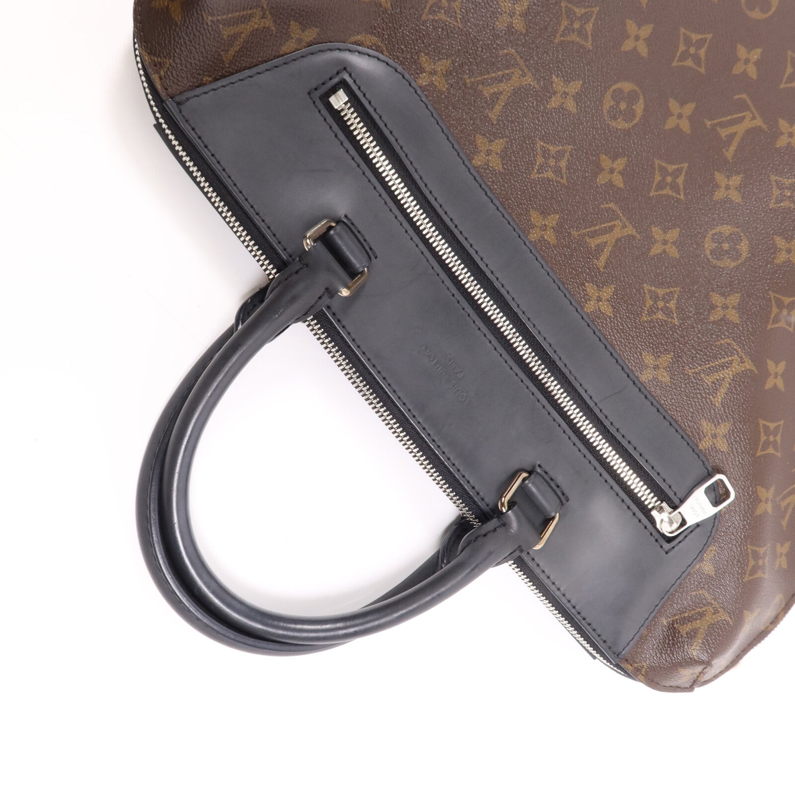 LOUIS VUITTON Monogram Macassar Porte-Documents Jour銀扣肩背袋