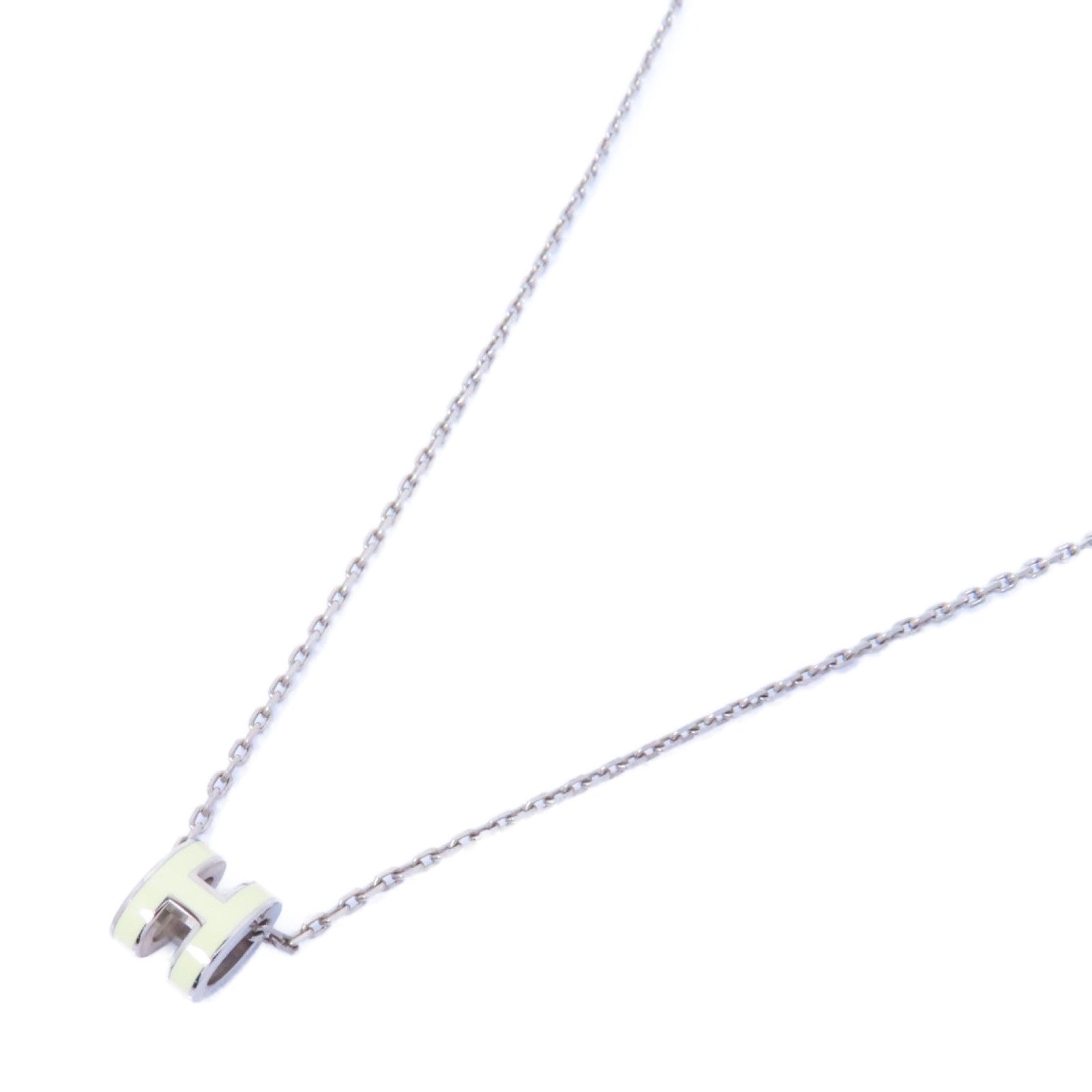 HERMES 金屬Mini Pop H Necklace項鍊白色/銀色