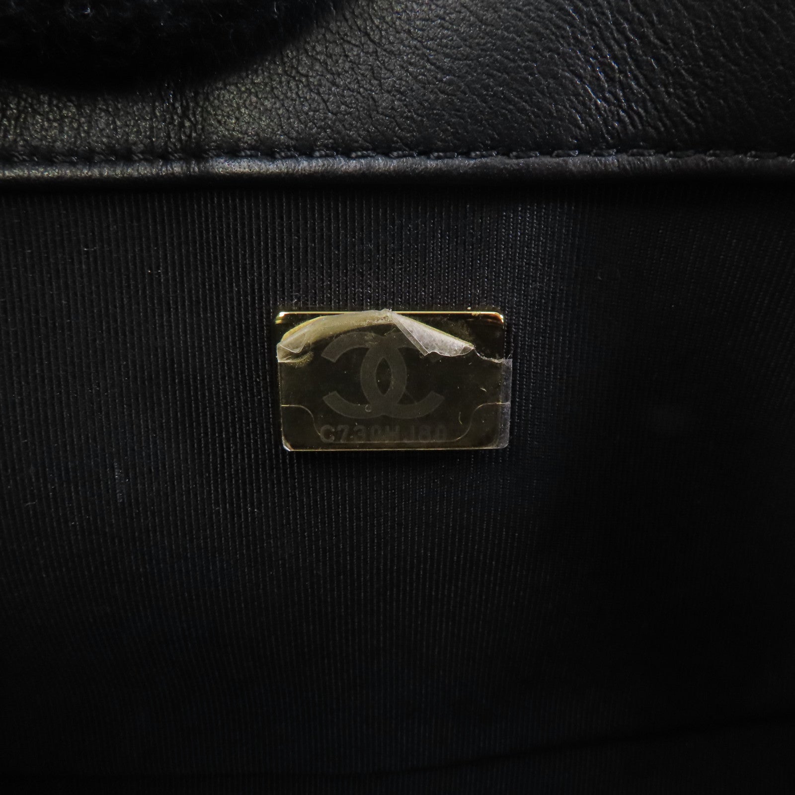 CHANEL 菱格皮革Boy 20cm金扣鏈帶肩背袋黑色