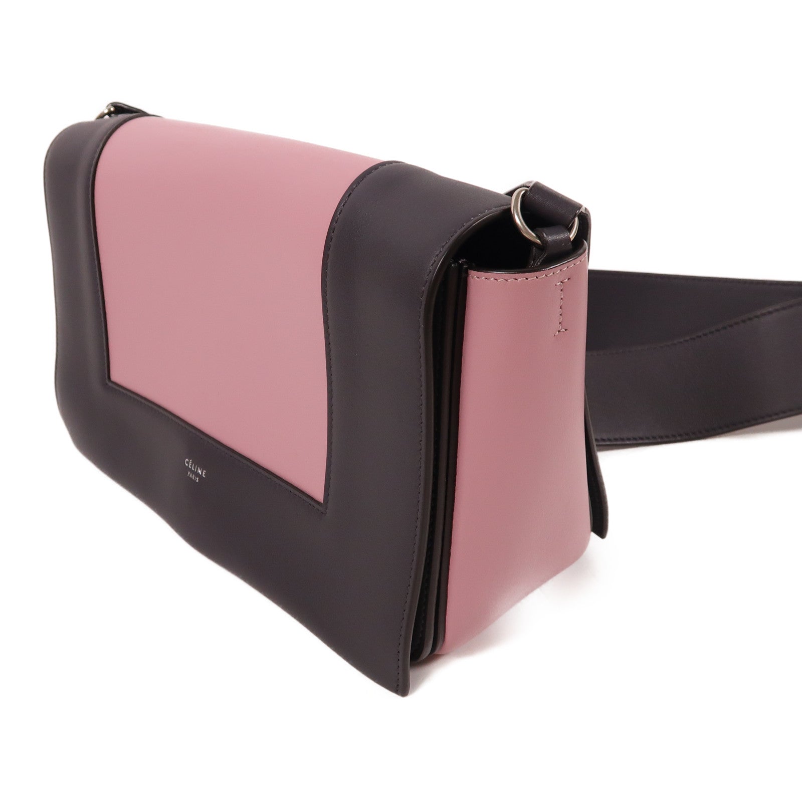 CELINE【激減優惠】 牛皮皮革Frame銀扣肩背袋