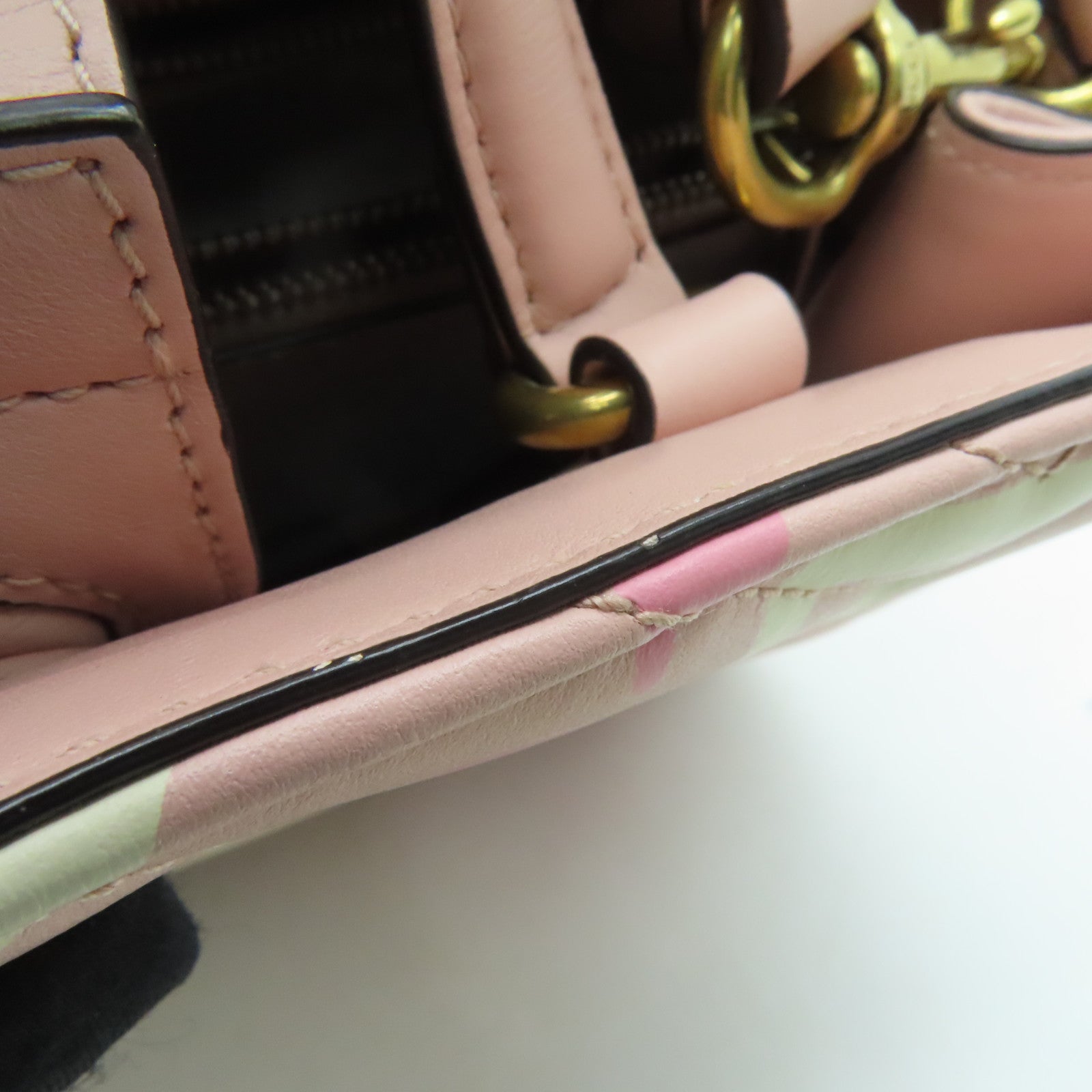 GUCCI twill cowhide leather 2way Shoulder Bag gold buckle handle shoulder bag pink