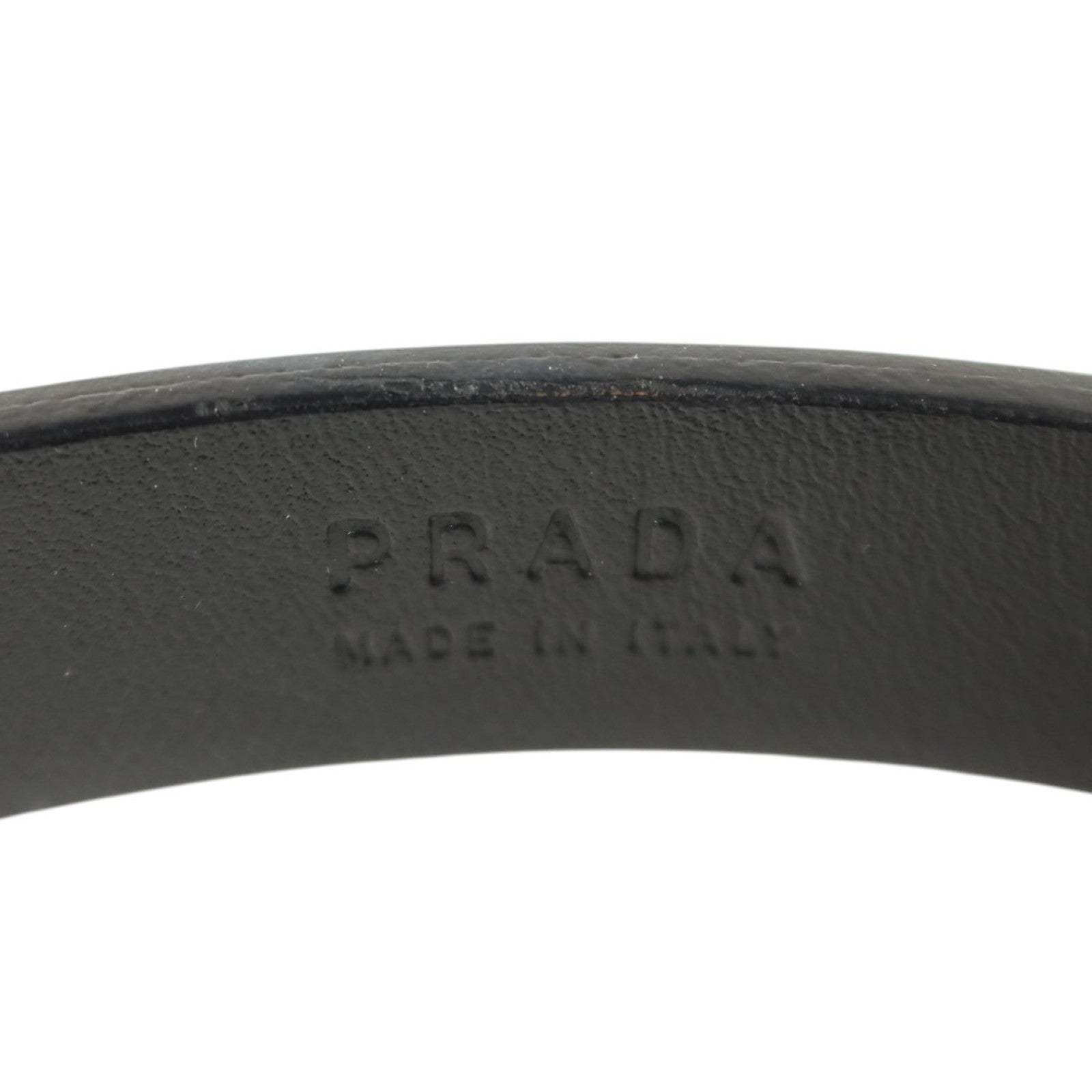 PRADA 牛皮皮革Saffiano Belt 70cm銀扣皮帶