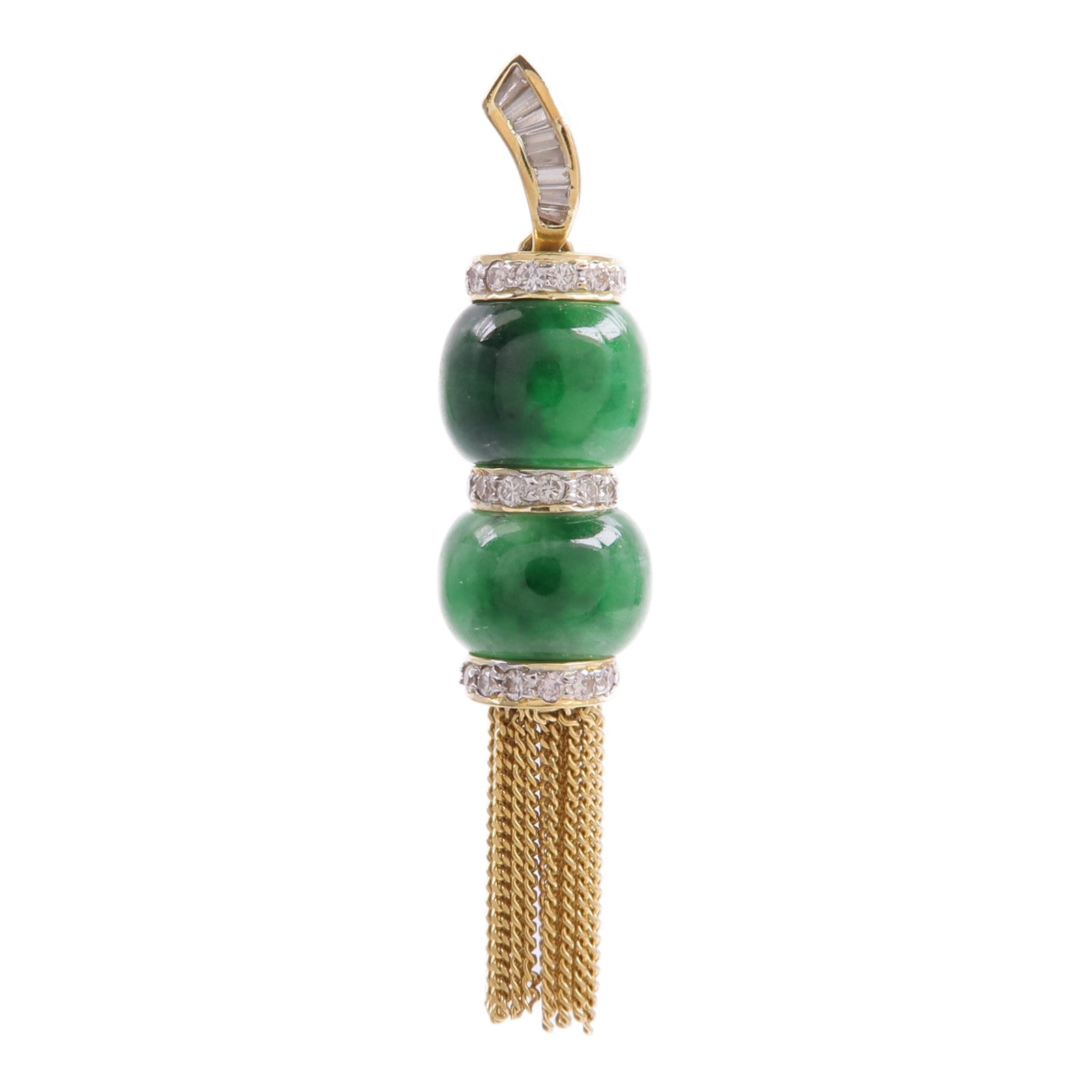 JEWELRY 18K黃金Jade Diamond Pendant Top翡翠/鑽石吊墜