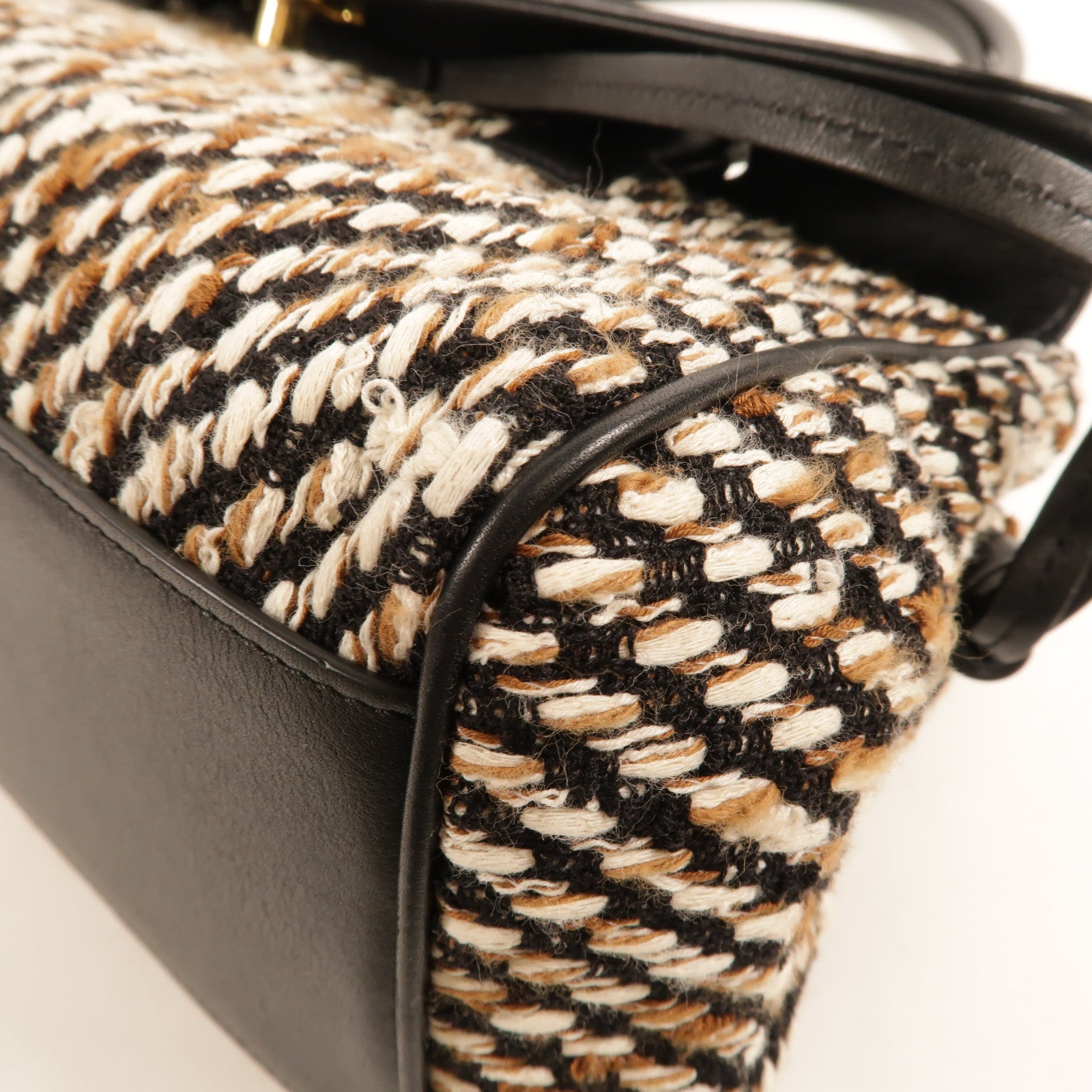 CHANEL Tweed/牛皮皮革Small Shopping Bag肩背袋