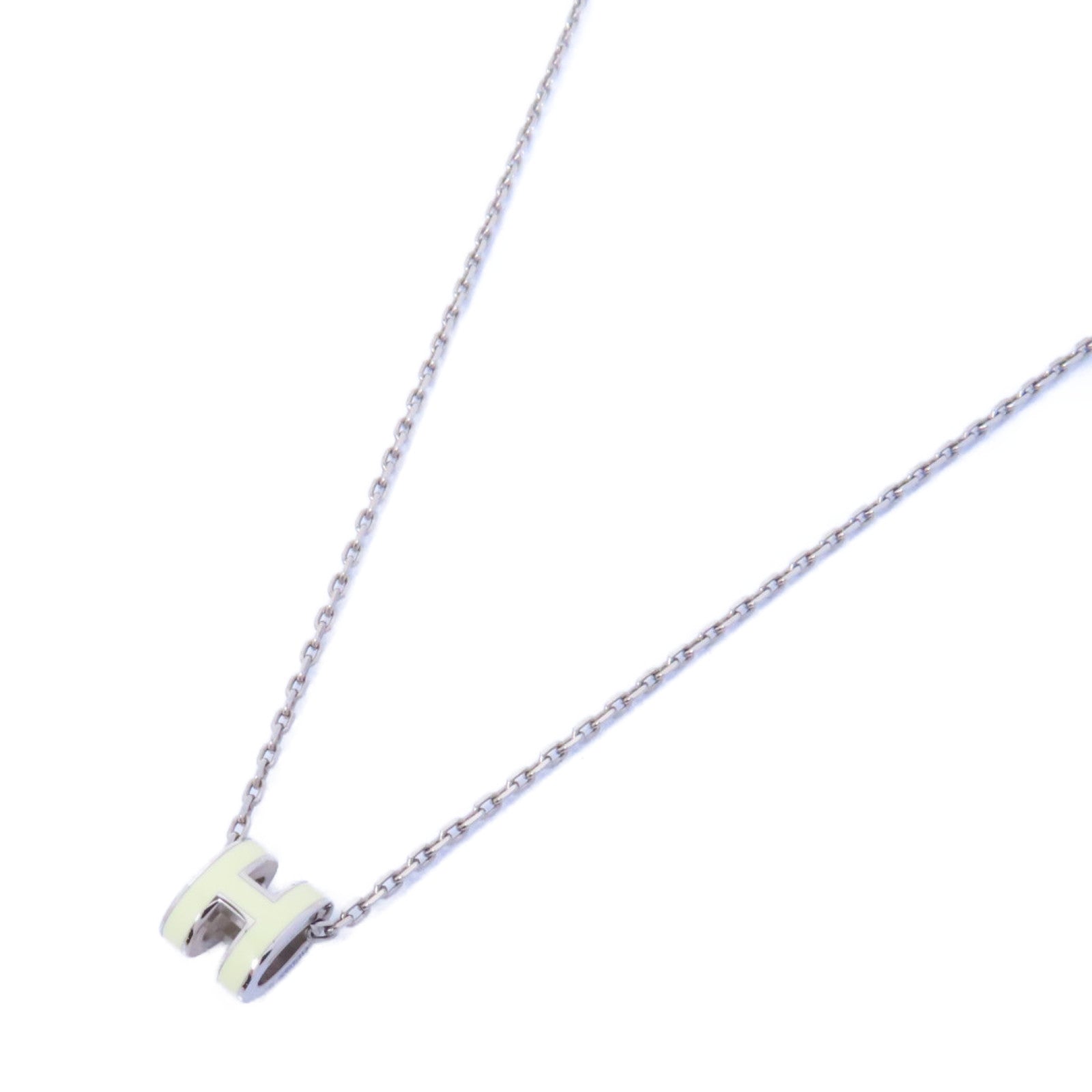 HERMES 金屬Mini Pop H Necklace項鍊白色/銀色
