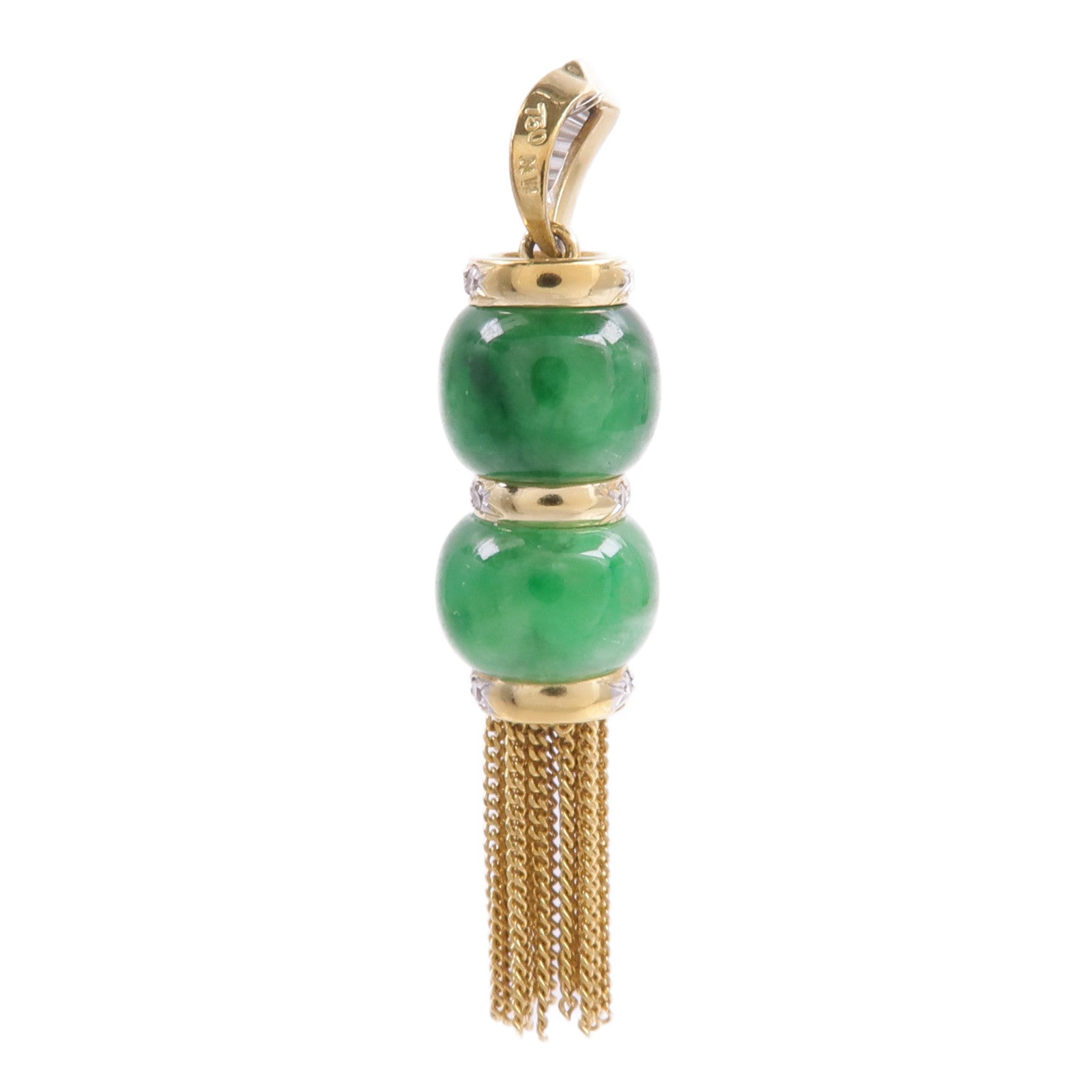 JEWELRY 18K黃金Jade Diamond Pendant Top翡翠/鑽石吊墜