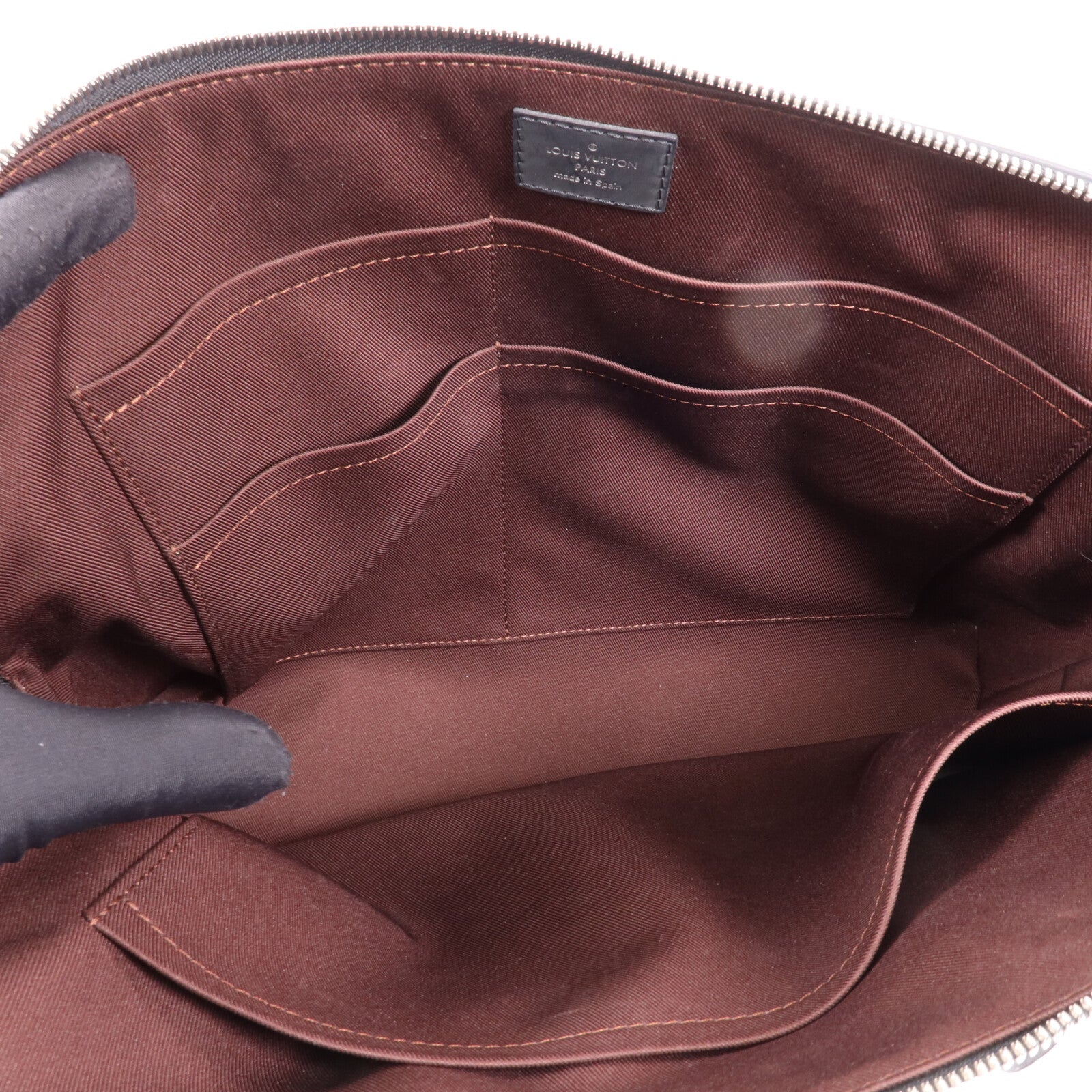 LOUIS VUITTON Monogram Macassar Porte-Documents Jour銀扣肩背袋