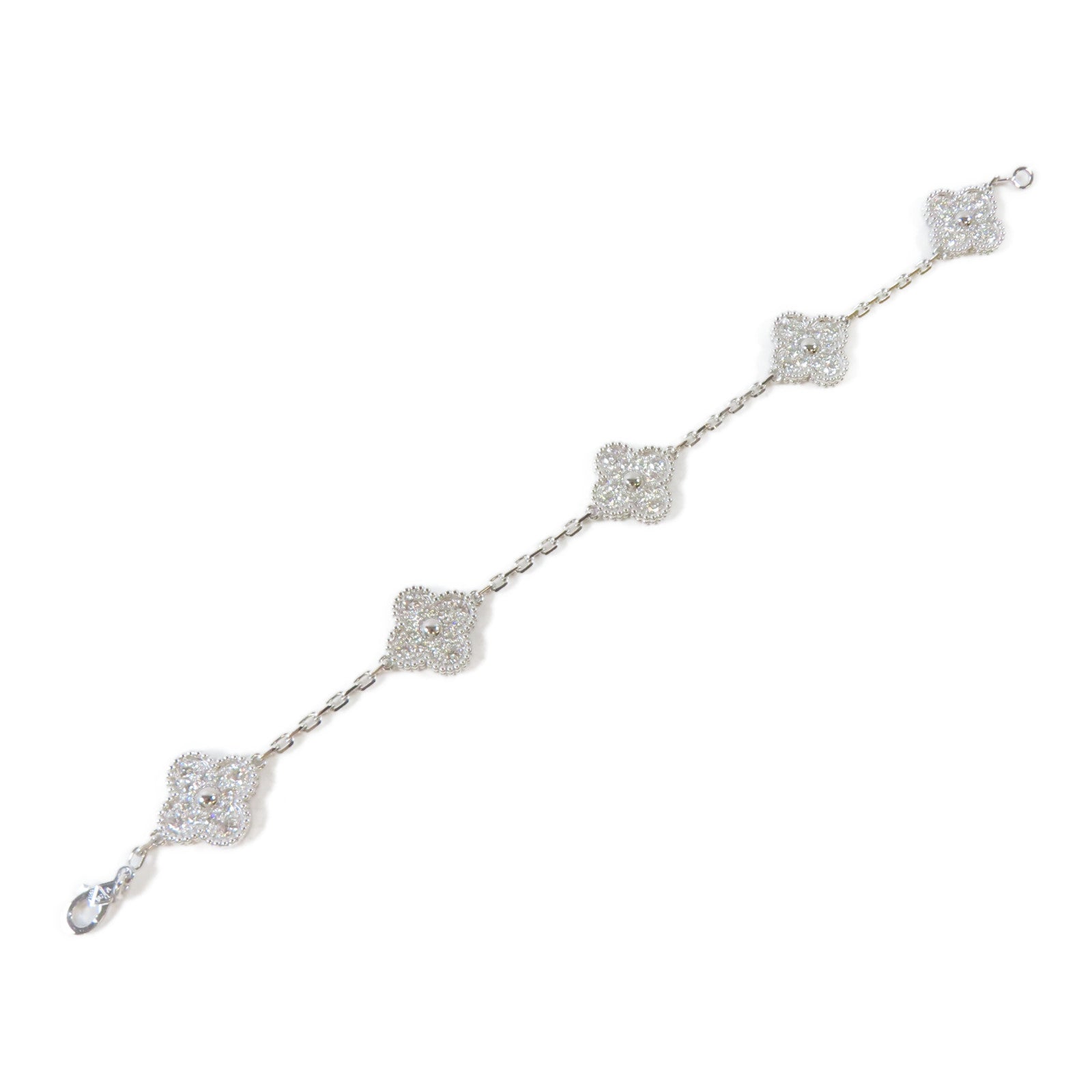 Van Cleef & Arpels 18K白金Vintage Alhambra手鏈#17.75cm