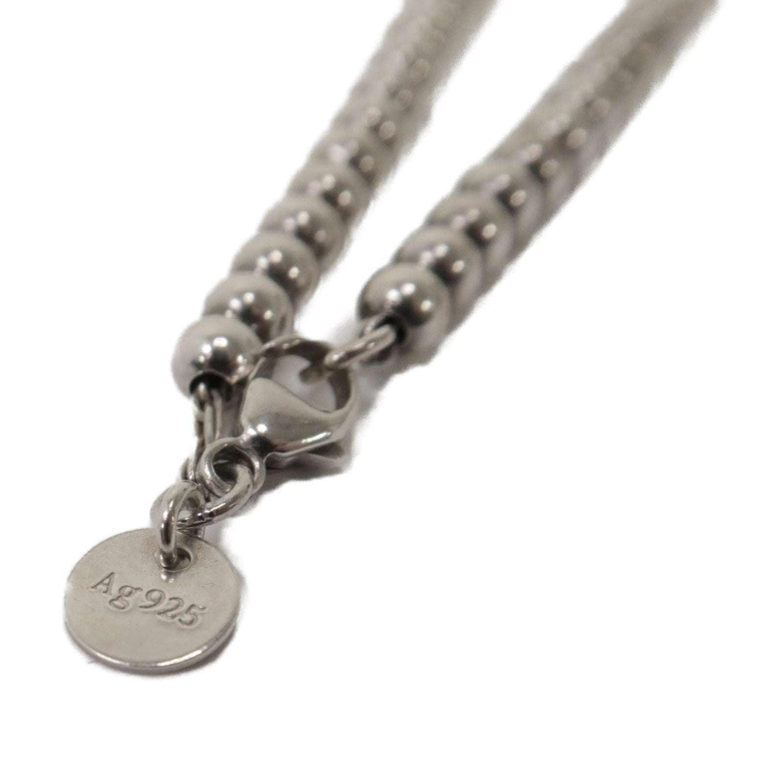 TIFFANY＆CO 925純銀Heart Tag Bead Bracelet銀扣手鏈銀色/藍色