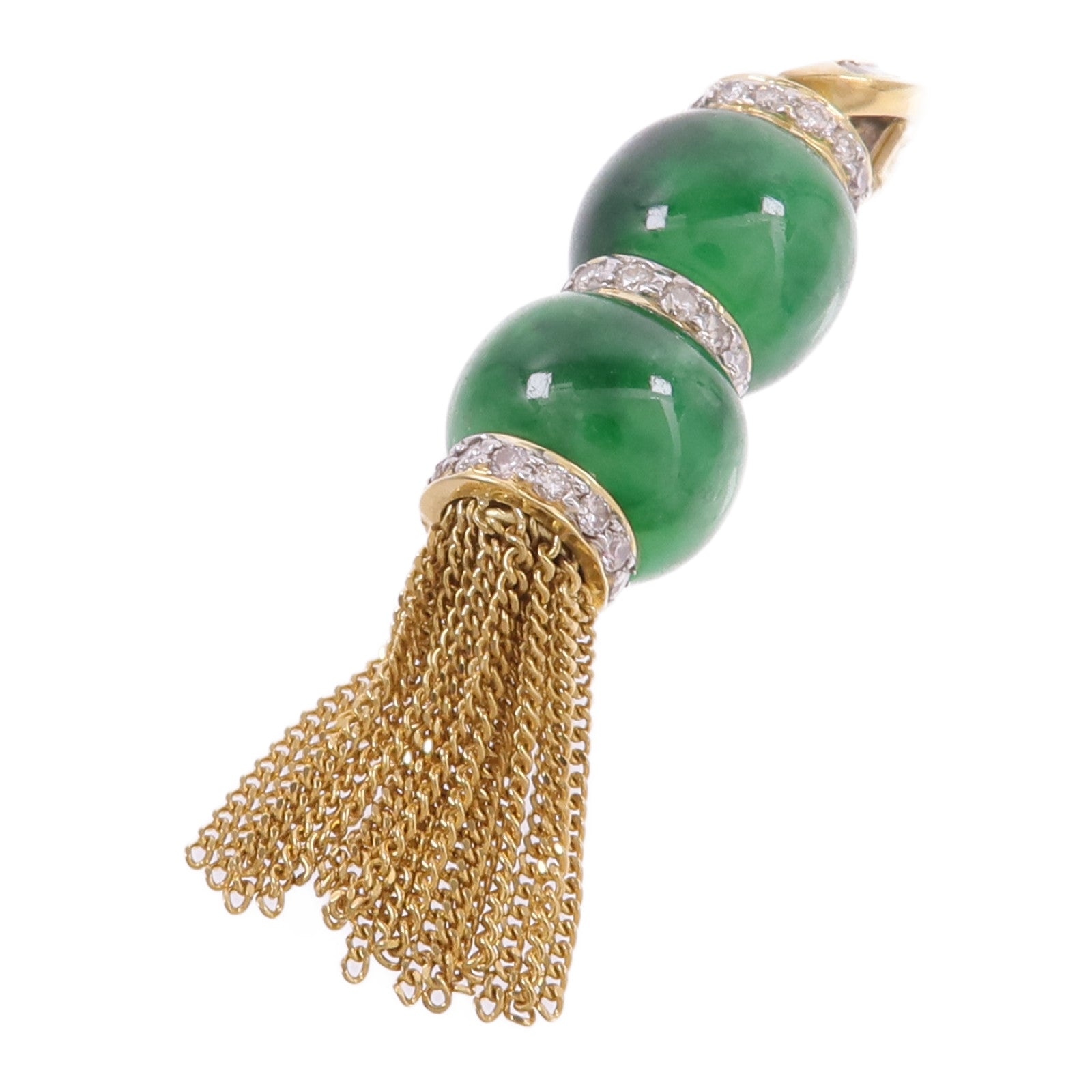 JEWELRY 18K黃金Jade Diamond Pendant Top翡翠/鑽石吊墜