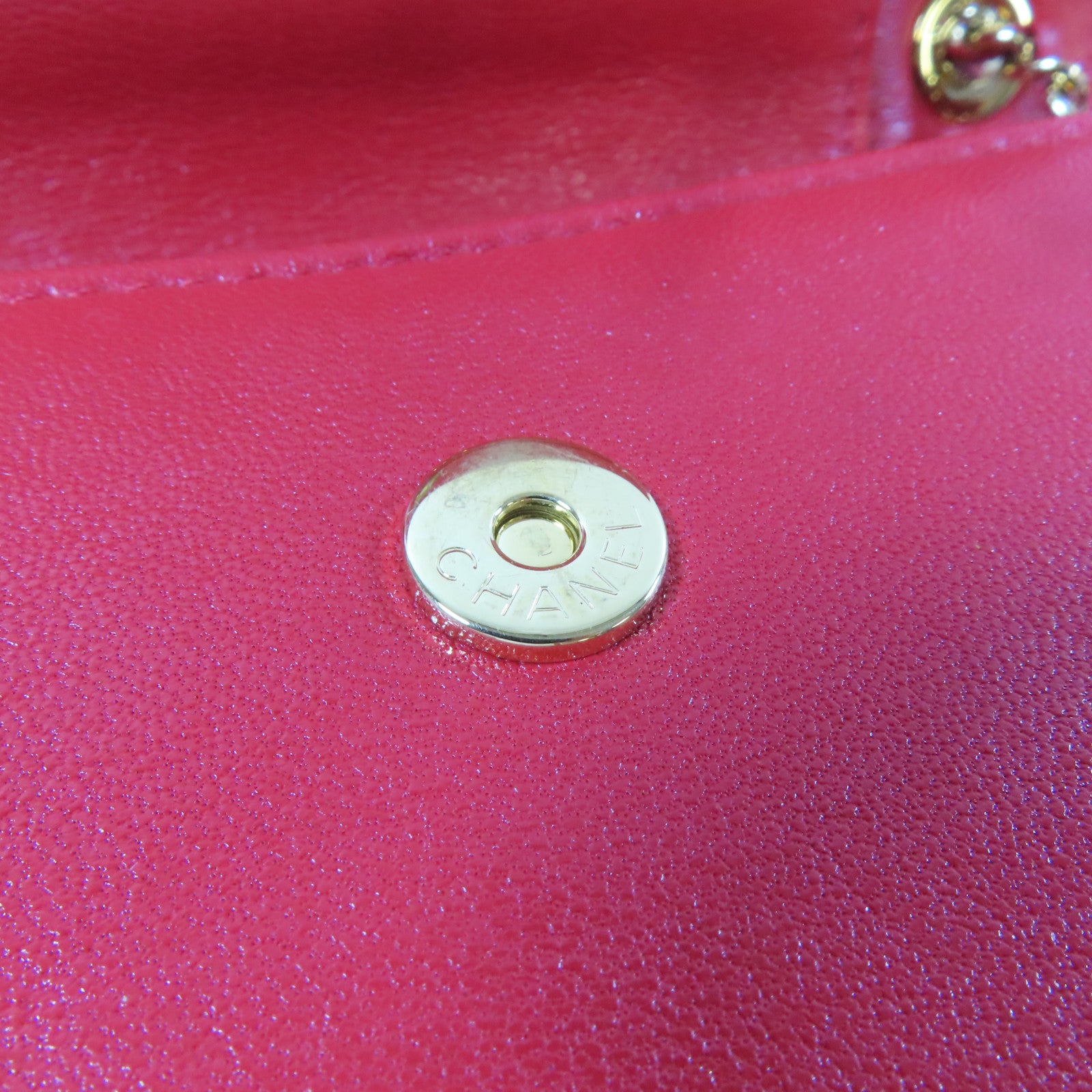CHANEL 【激減優惠】菱格牛皮皮革Chain Shoulder金扣肩背袋紅色