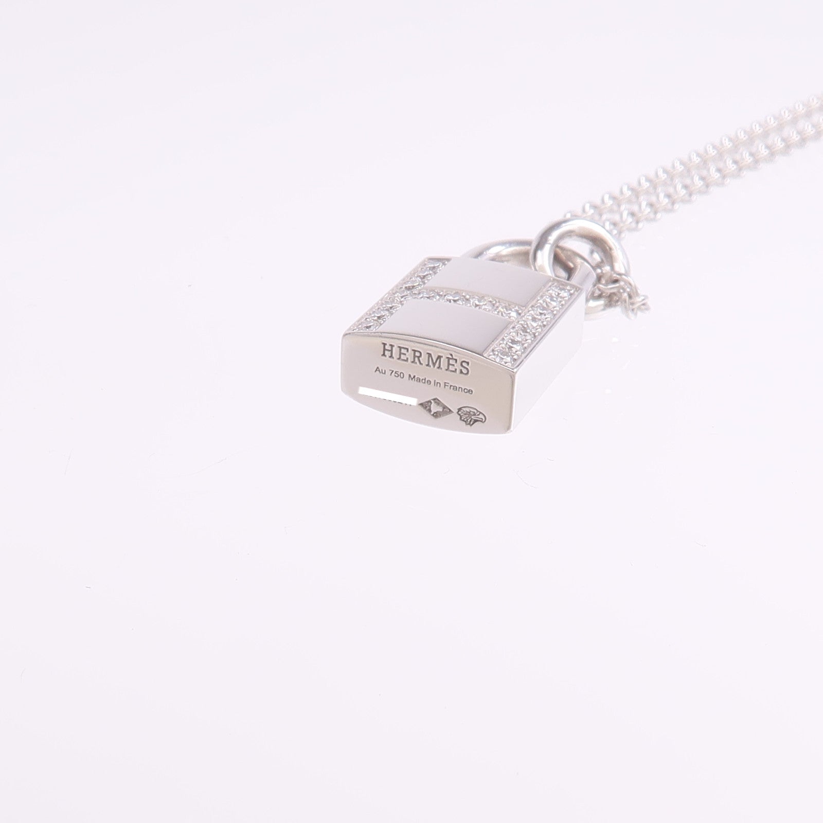 HERMES 18K白金Kelly Cadenas Pendant鑽石項鍊