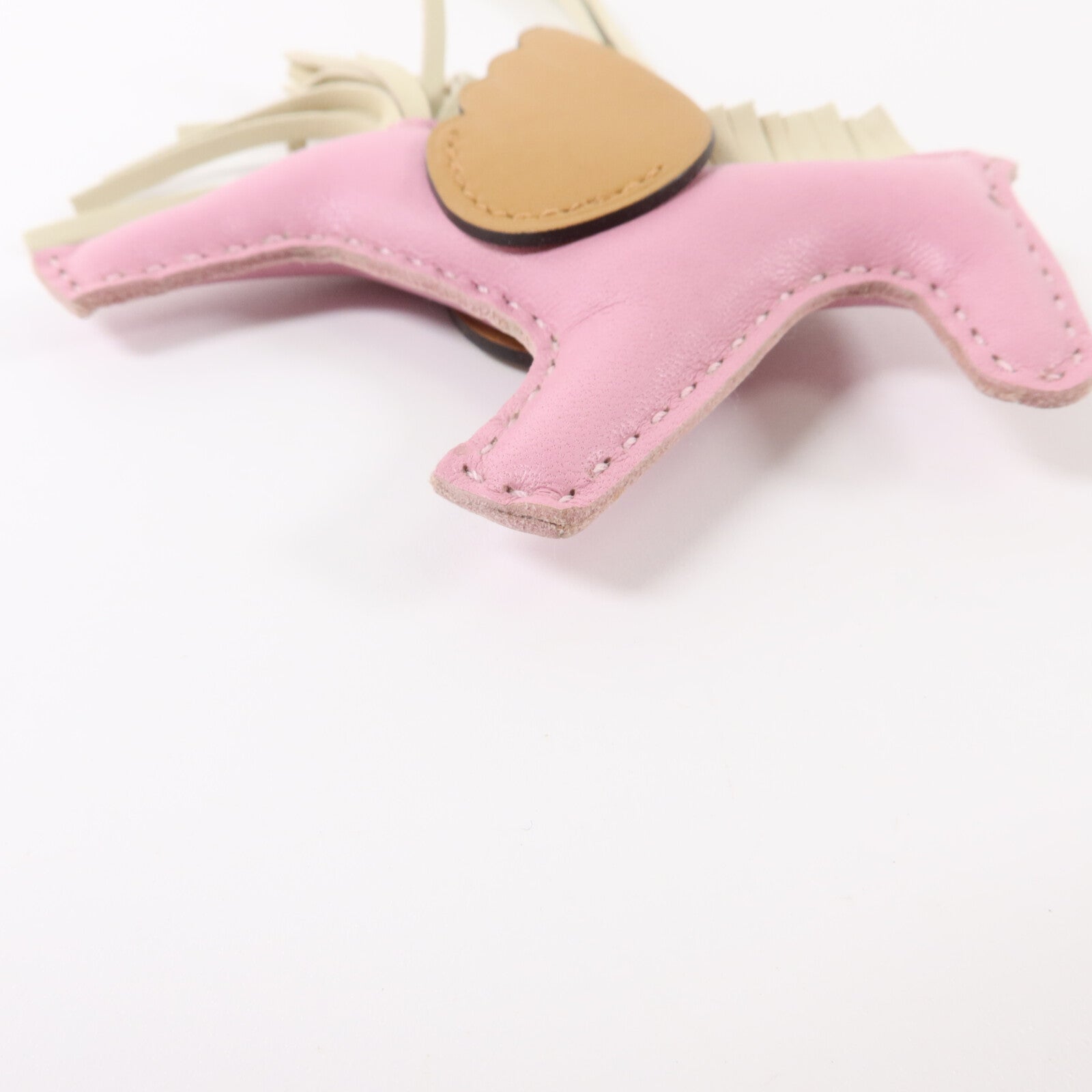 HERMES Milo皮革/Swift皮革Rodeo Pegase PM掛飾Mauve Sylvestre/Craie/Chai