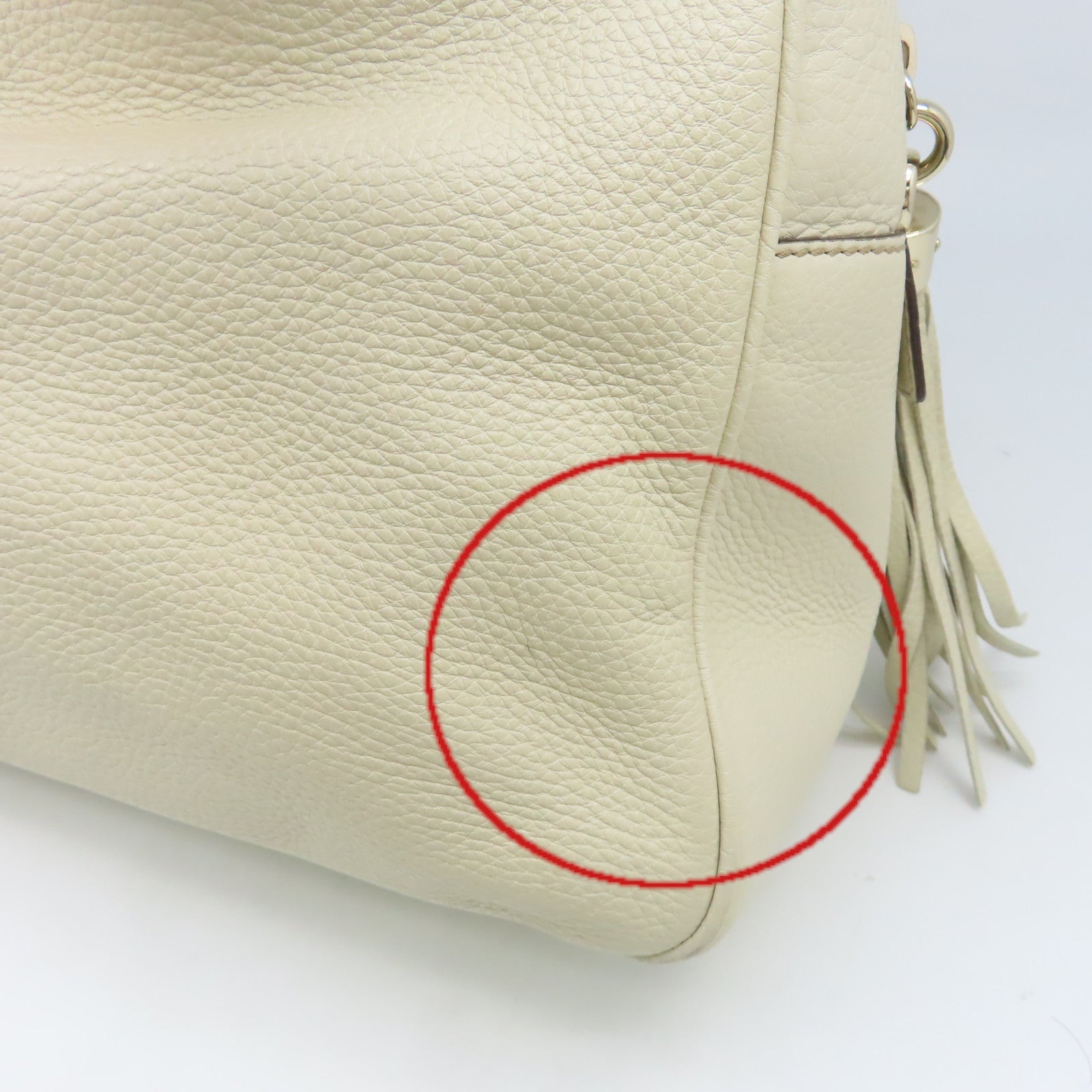 GUCCI 【激減優惠】牛皮皮革Chain Shoulder Bag金扣鏈帶肩背袋米白色