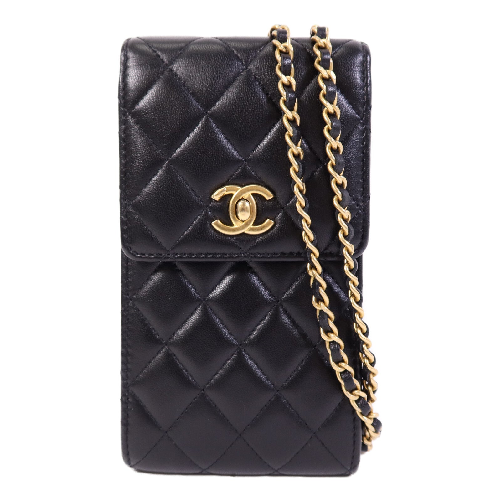 CHANEL 羊皮皮革Chain Shoulder Bag金扣鏈帶肩背袋