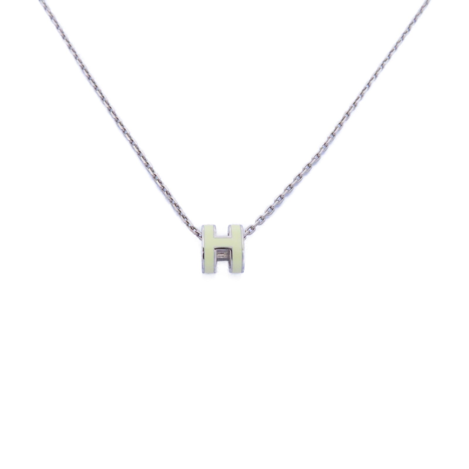 HERMES 金屬Mini Pop H Necklace項鍊白色/銀色