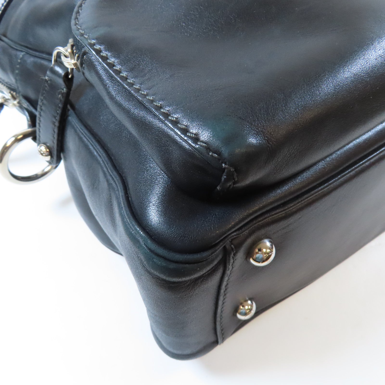 TOD’S 牛皮皮革Shoulder Bag銀扣肩背袋黑色